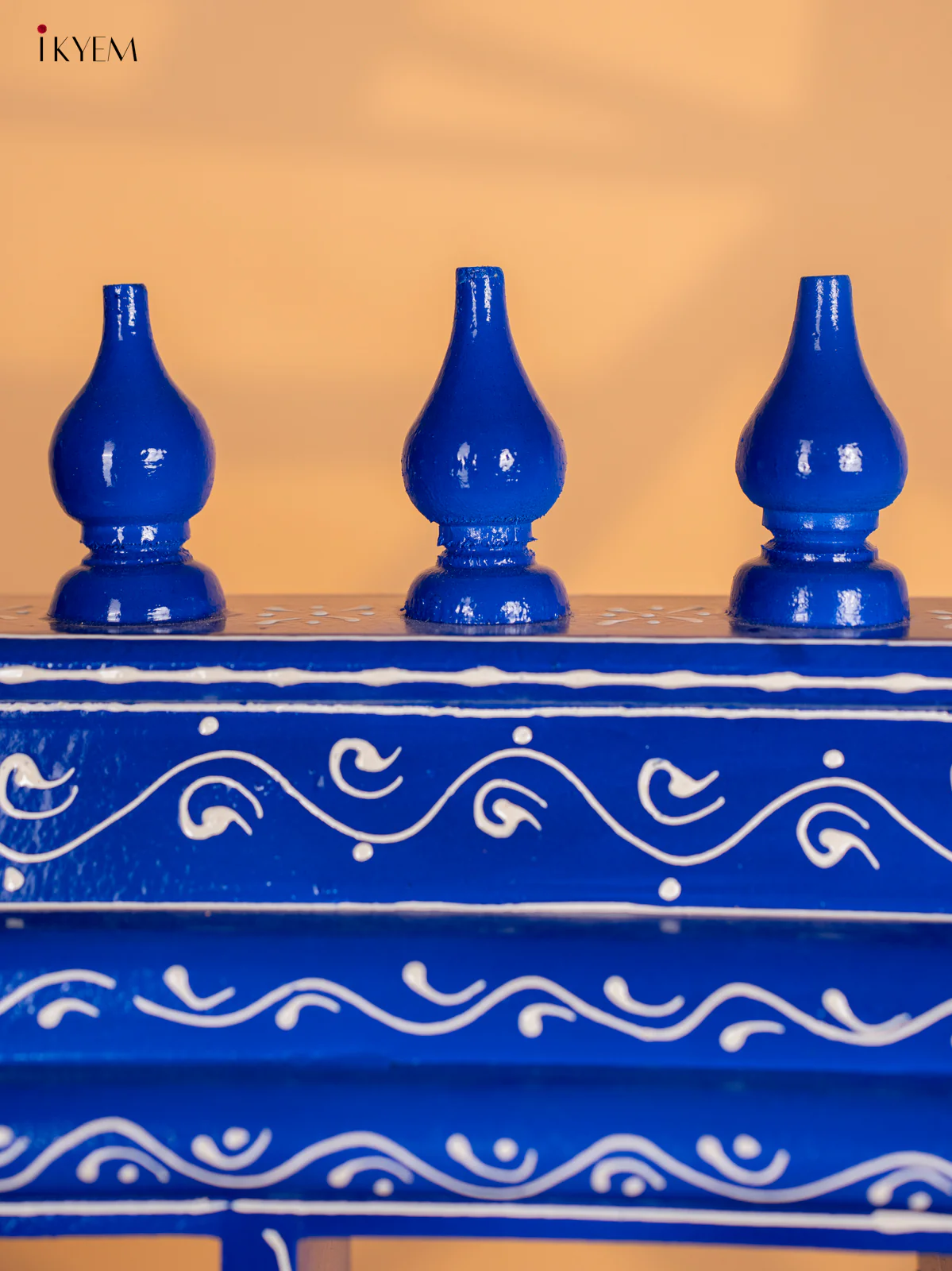 Hand-Painted Wooden Golu Display Frame With 12 Rectangle Boxes - Blue - 26 Inches - KI12141 - Image 4