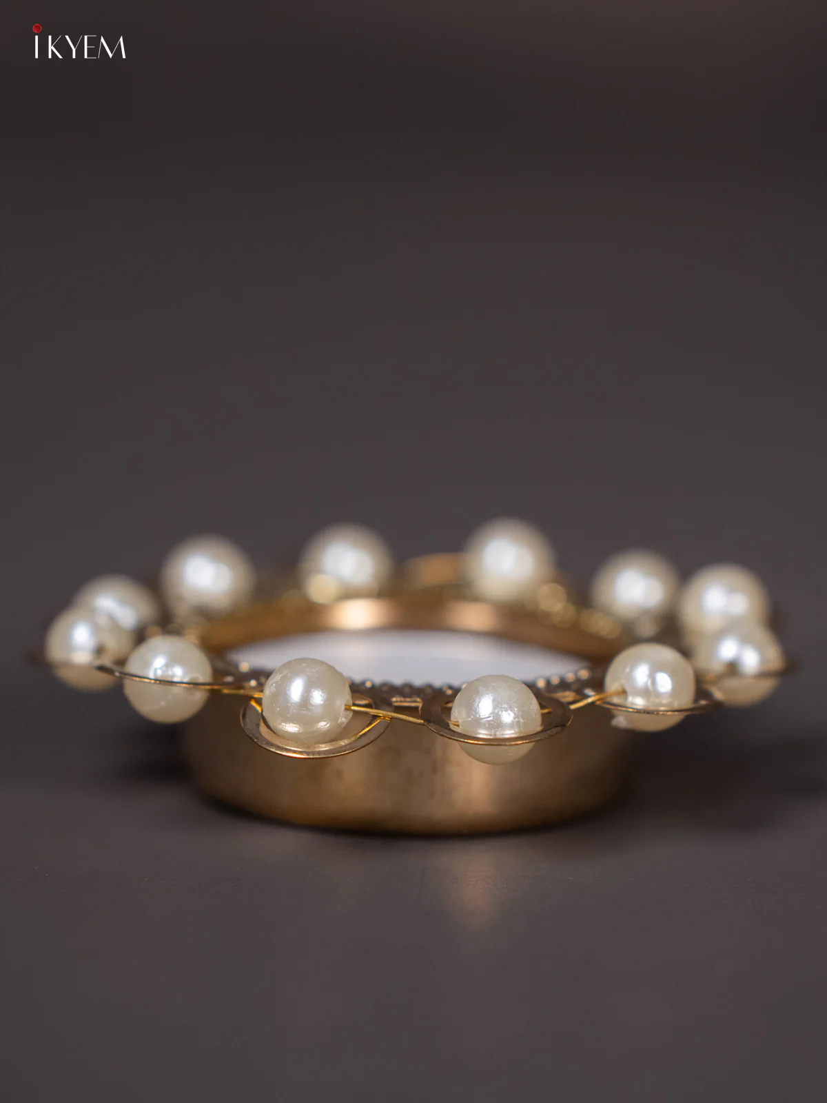 Candle Holder with white Pearls - KI14123 - Image 3