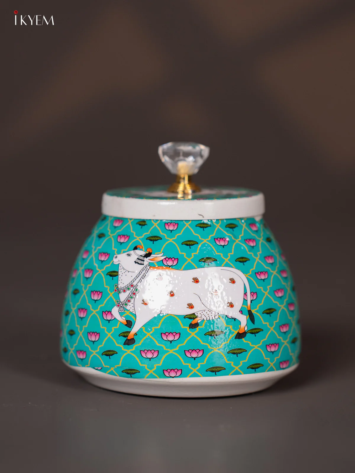 Digital Printed Dry Fruit Jar - Cow - Teal - KI15118