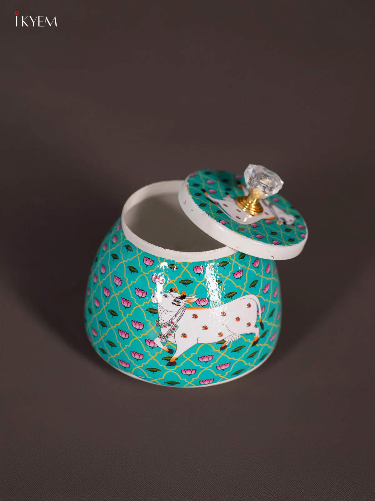 Digital Printed Dry Fruit Jar - Cow - Teal - KI15118 - Image 3