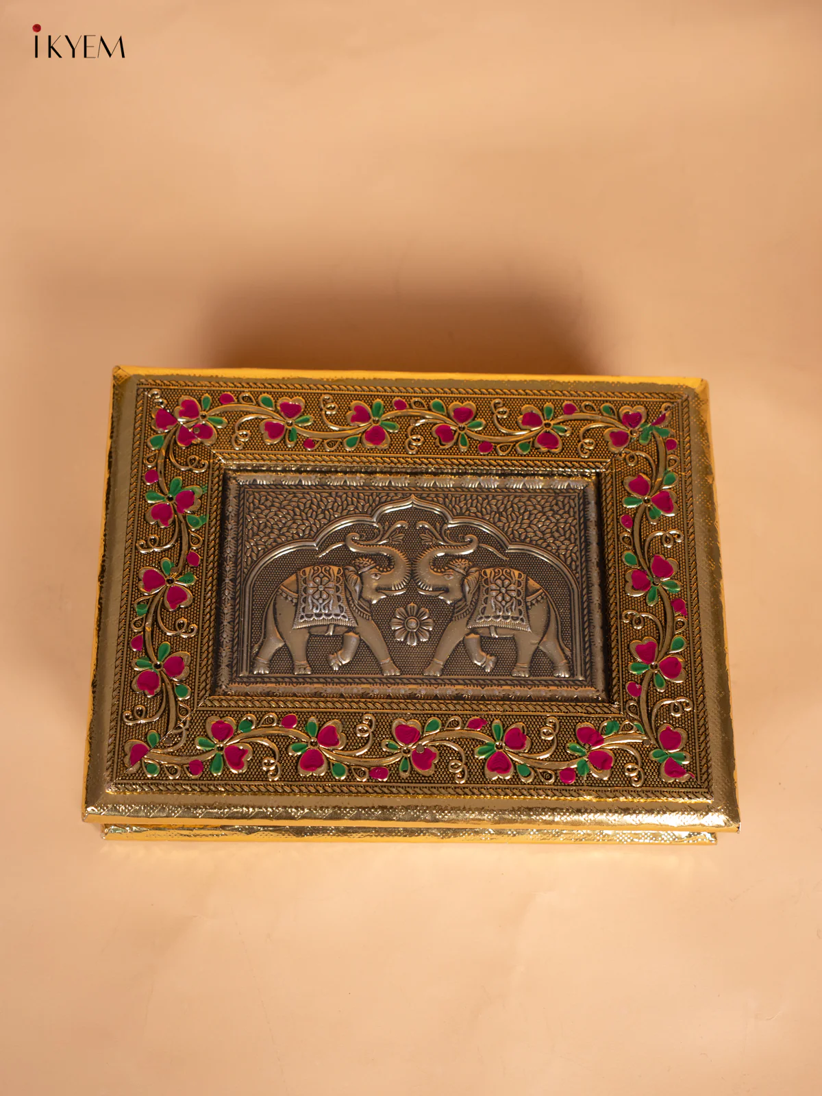 Elephant Design Dry Fruit Box - (7x9) Inches - KI15173
