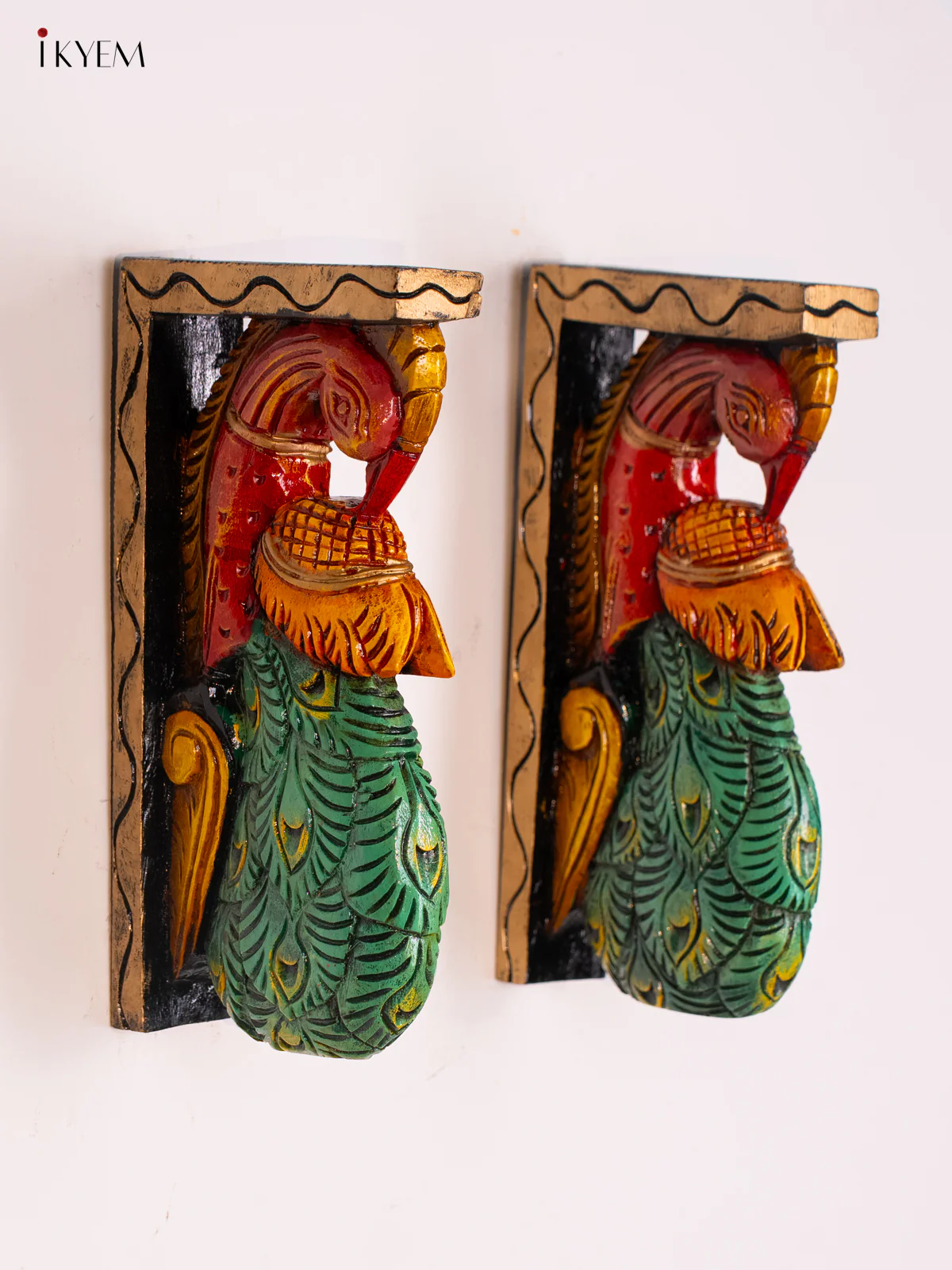 Wooden Hand Painted Peacock Wall Bracket - 12 Inches - KI17123 - Image 4