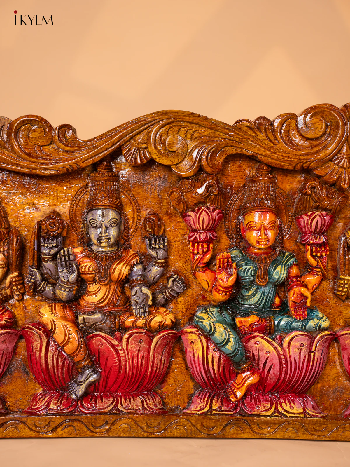 Wooden Hand Painted Astalakshmi Panel - KI17125 - Image 4