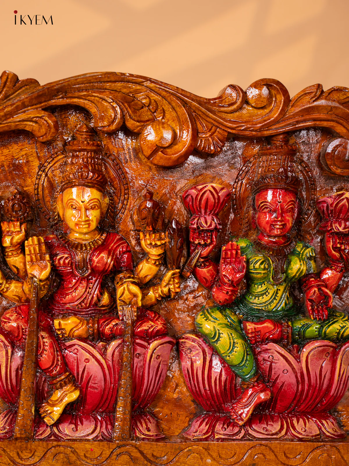 Wooden Hand Painted Astalakshmi Panel - KI17125 - Image 6