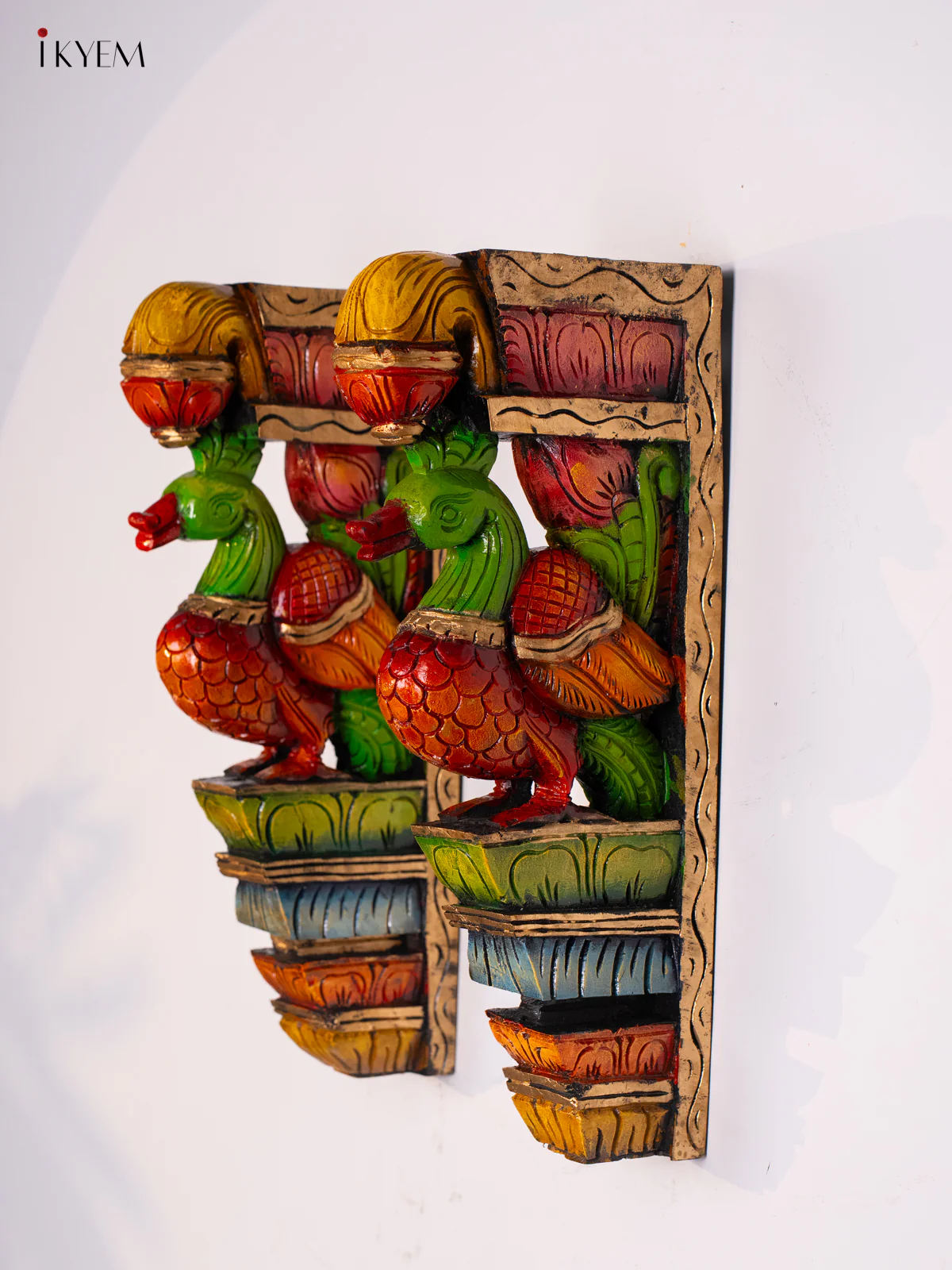Wooden Hand Painted Annapakshi Wall Bracket - 18 Inches - KI17140 - Image 2