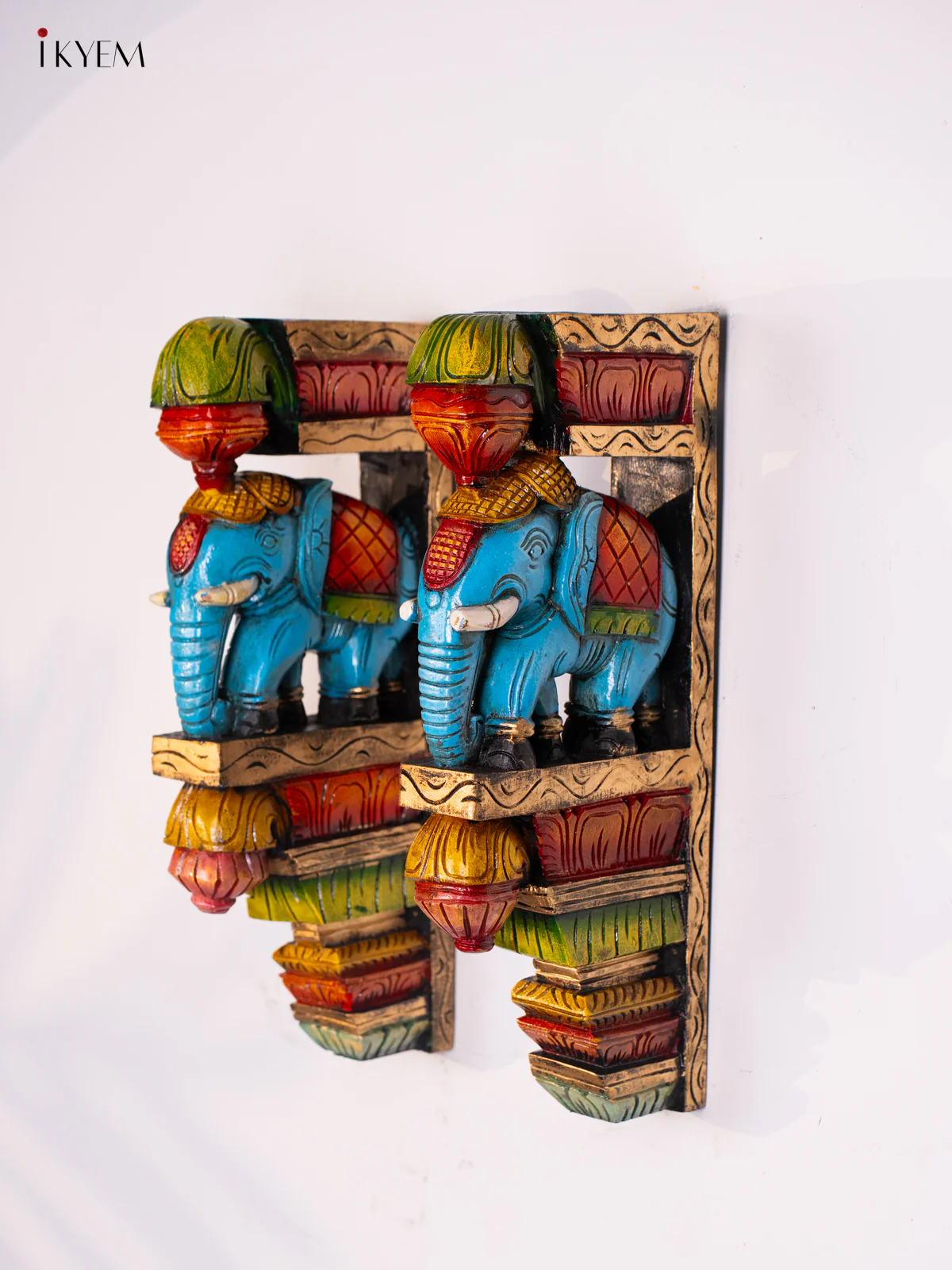 Wooden Hand Painted Elephant Wall Bracket - 18 Inches - KI17141 - Image 2