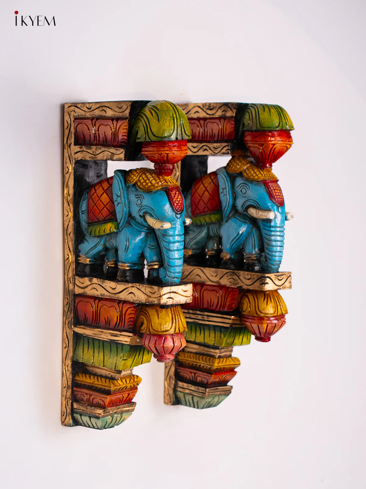Wooden Hand Painted Elephant Wall Bracket - 18 Inches - KI17141 - Image 5
