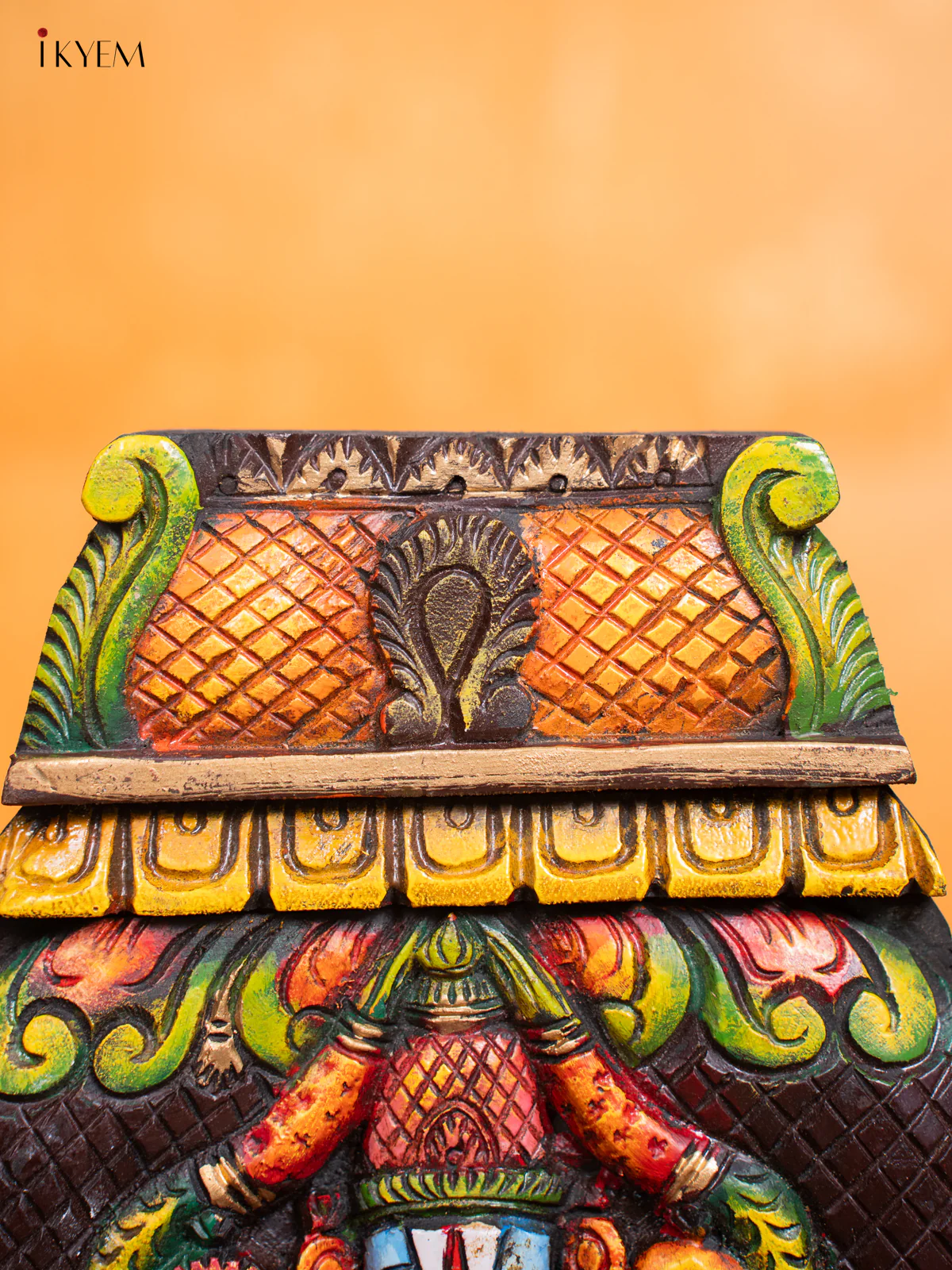 Wooden Balaji Head Gopuram Panel - 15 Inches - KI17147 - Image 4