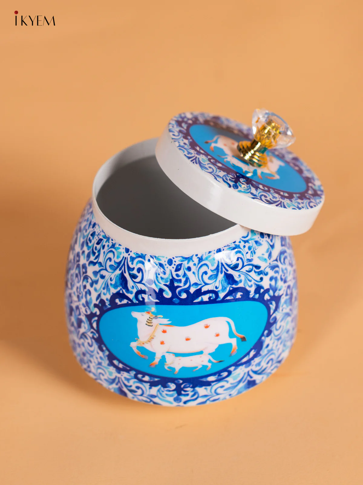 Blue Digital Printed Cow & Calf Dry Fruit Jar – 4 Inch - KI19111 - Image 3