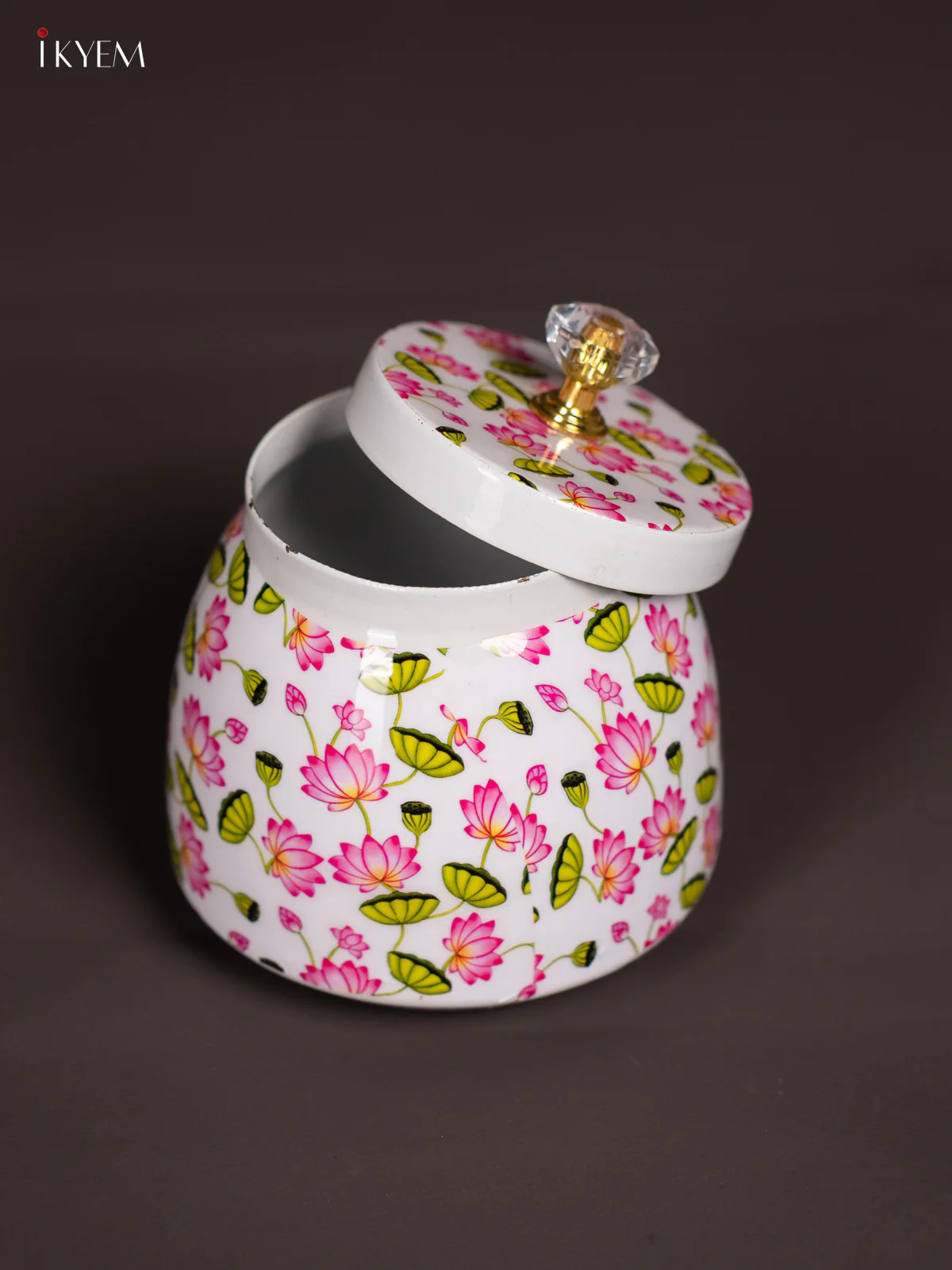 White Digital Printed Lotus Dry Fruit Jar – 4 Inch - KI19112 - Image 3
