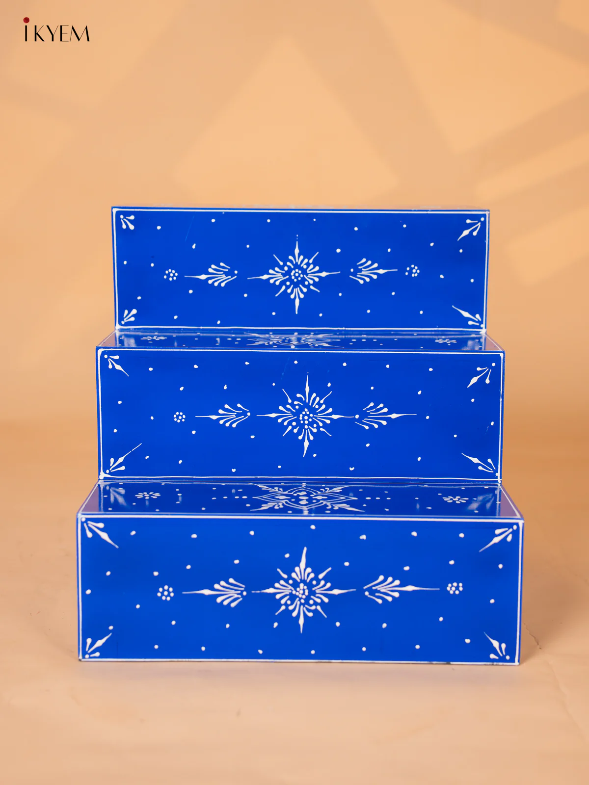 Wooden Hand-Painted 3-Step Golu Padi - Blue - 12 Inches - KI19120