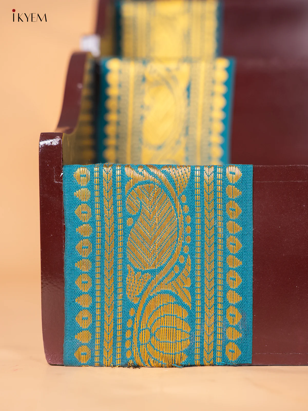 Wooden Han painted 3-step With Zari Border - Brown - 18 Inches - KI19124 - Image 3