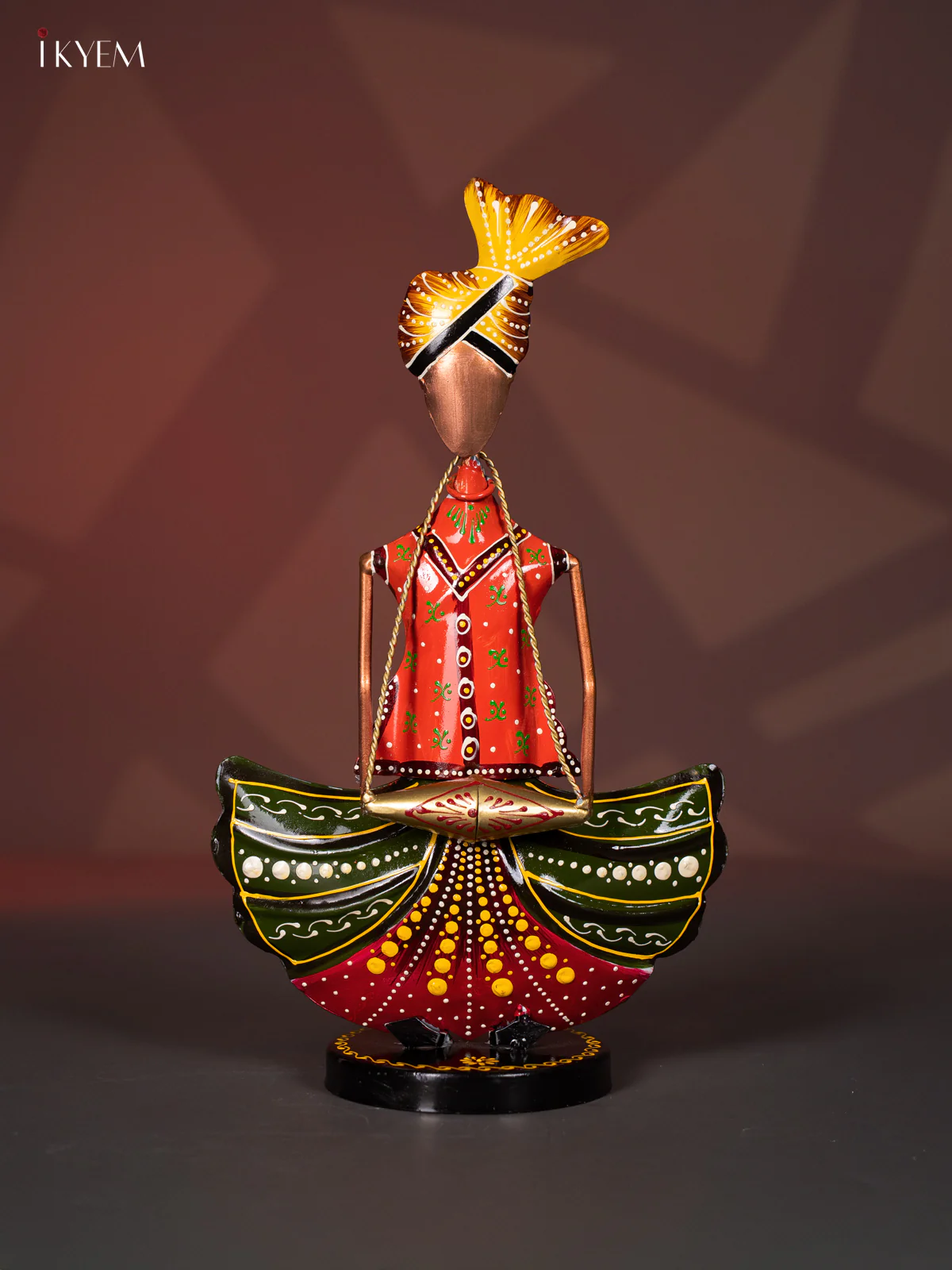 Hand-Painted Metal Rajasthani Musician Mens Set of 3 - 13 Inches - KI20111 - Image 3