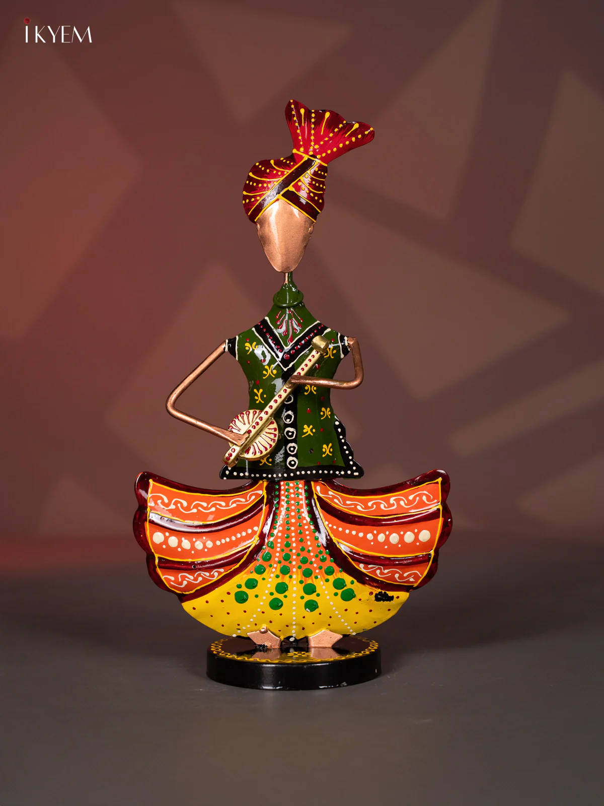 Hand-Painted Metal Rajasthani Musician Mens Set of 3 - 13 Inches - KI20111 - Image 4