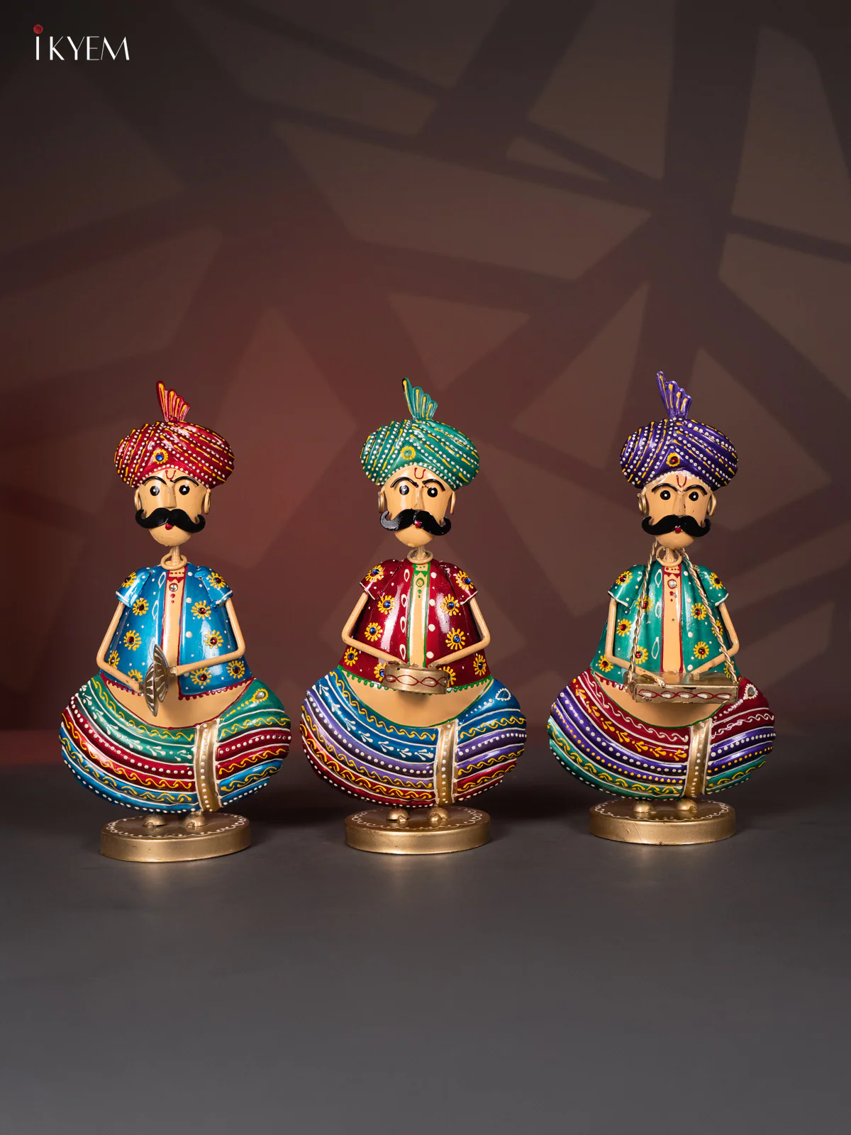 Hand-Painted Metal Musician Mens Set of 3 - 13 Inches - KI20113