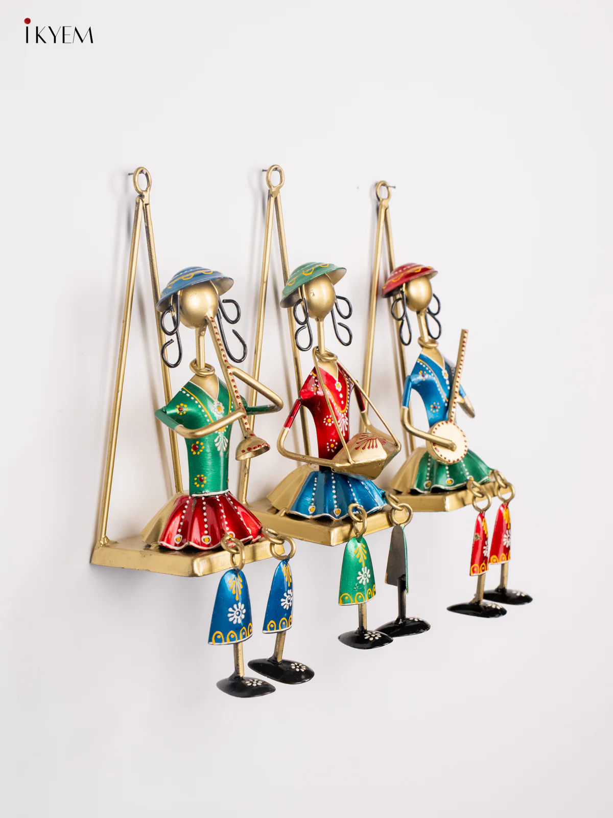 Metal Hand Painted Musician Ladys Wall Hanging set of 3 - 11 Inches - KI20118 - Image 6