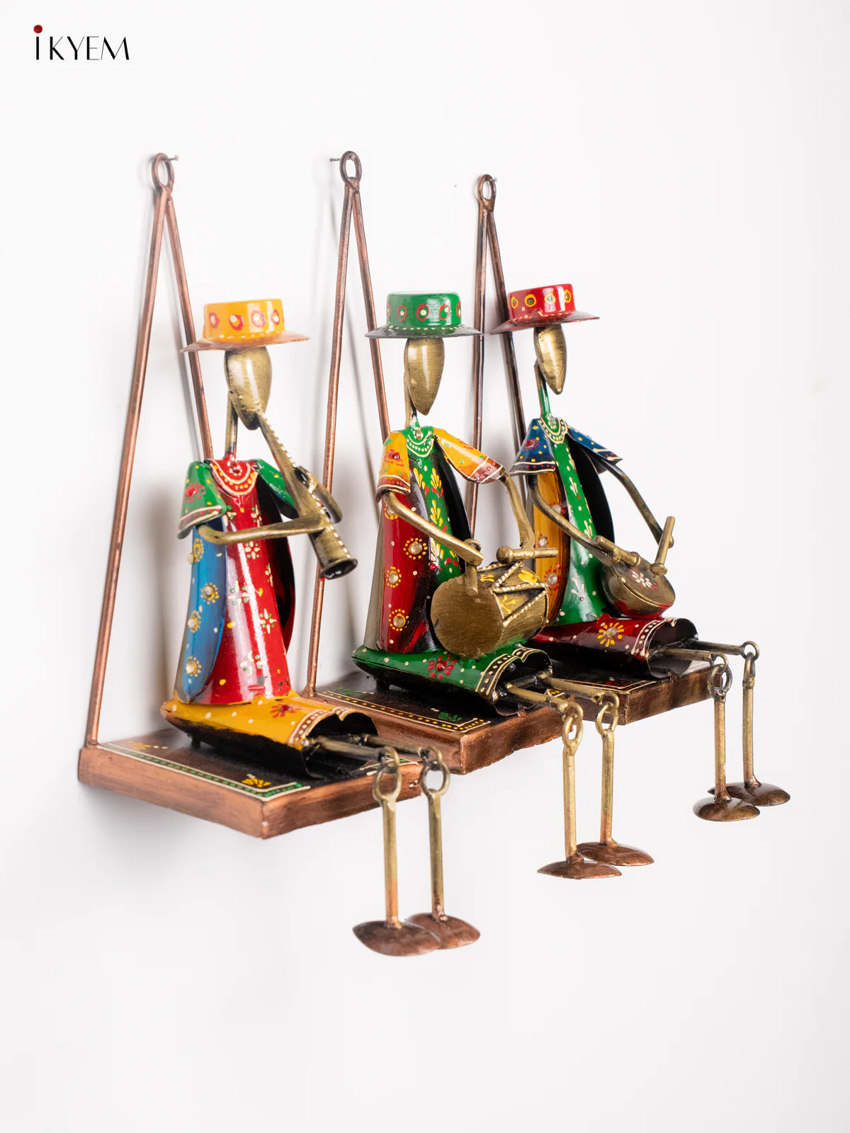 Hand-Painted Musician Boys Metal Wall Hanging Set of 3 - 12 Inches - KI20119 - Image 6
