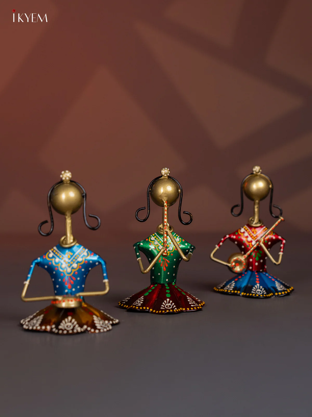 Hand-Painted Musician Ladys Metal set of 3 - 5 Inch - KI20124 - Image 6