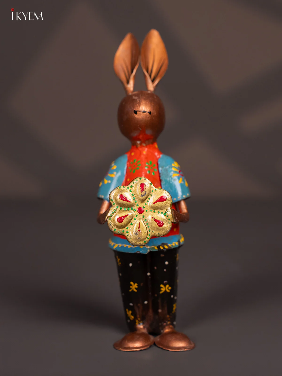 Hand Painted Rabbit Metal Decor Set of 3 - 7.8 Inch - KI20130 - Image 3