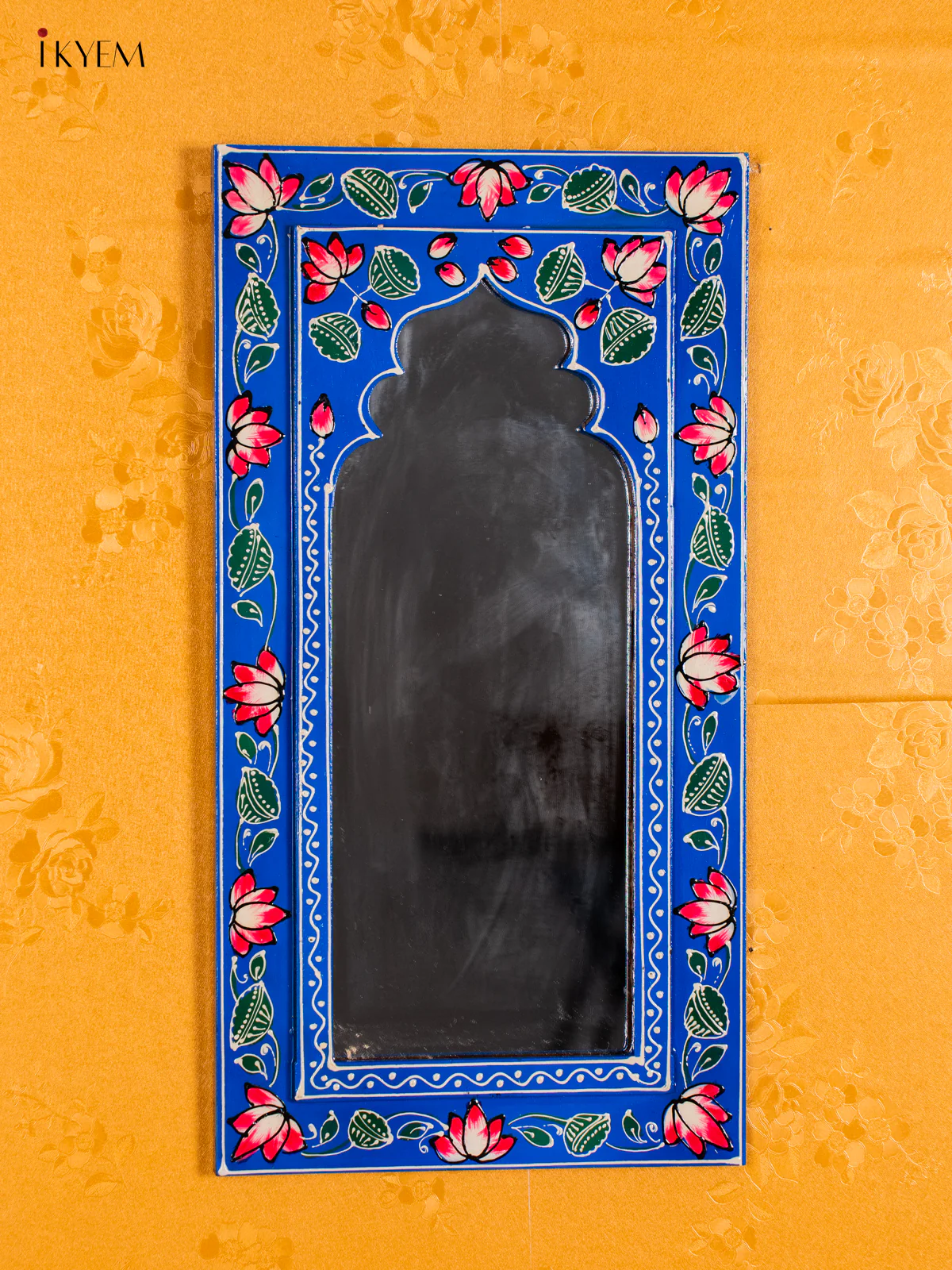 Wooden Hand Painted Mirror wall Frame - Blue - 18 Inches - KI20143 - Image 2