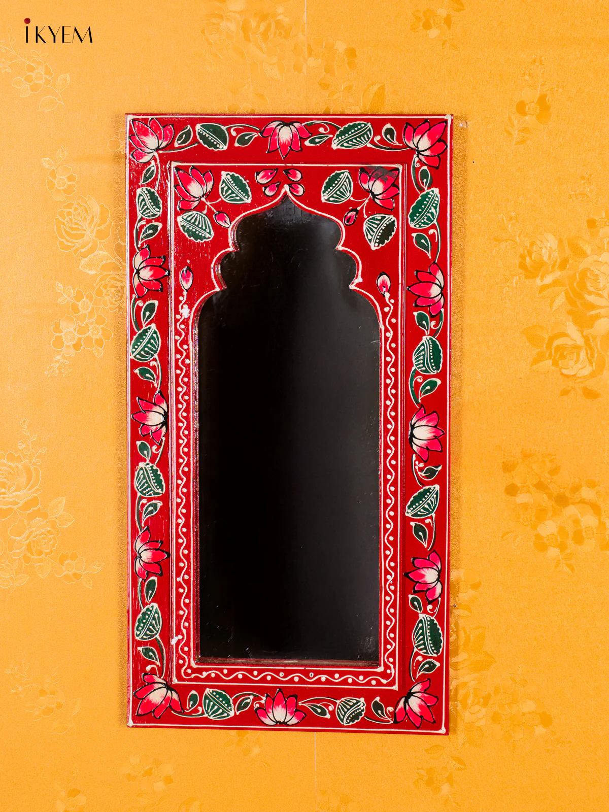 Wooden Hand Painted Mirror wall Frame - Red - 18 Inches - KI20144 - Image 2