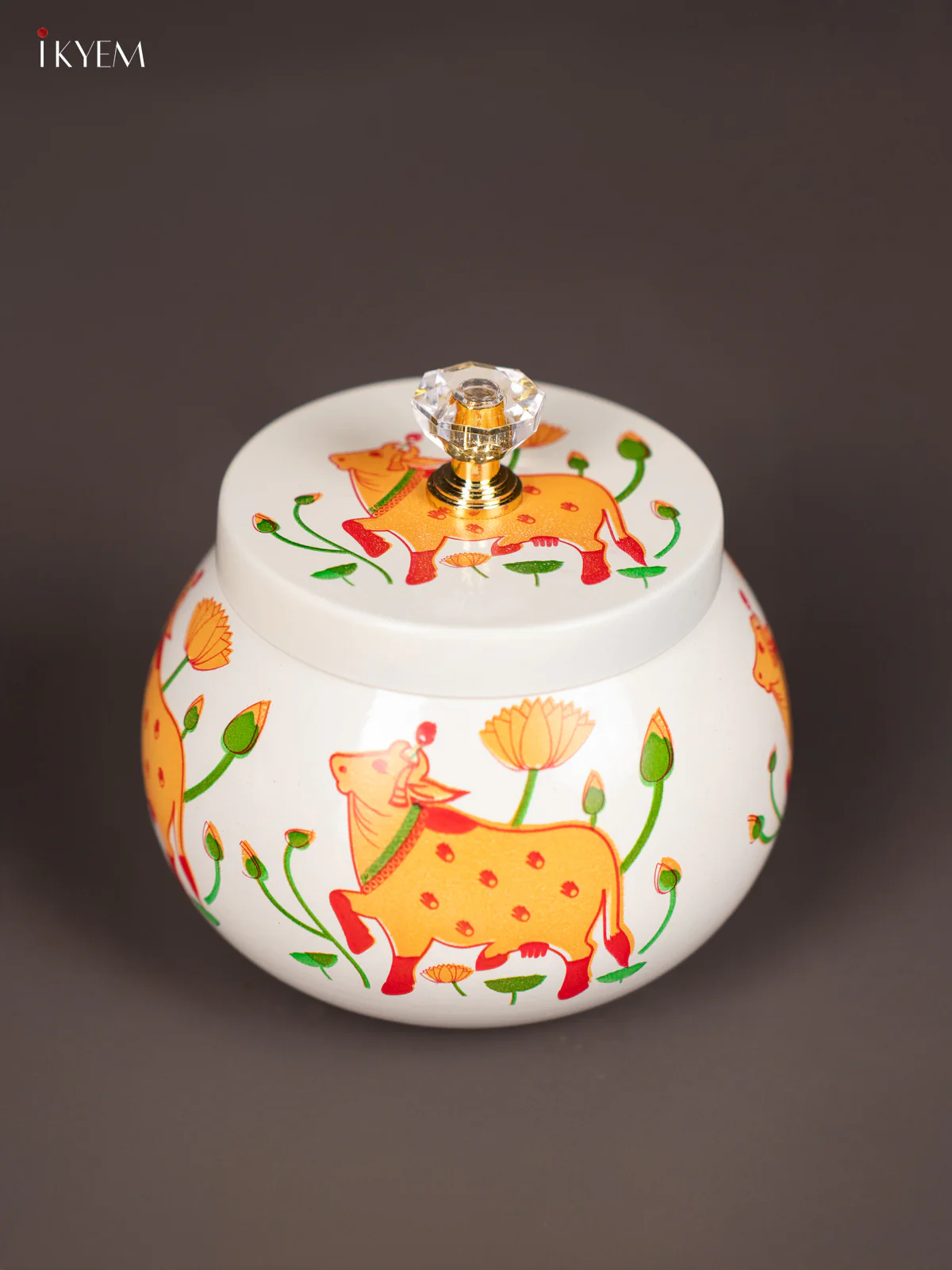 Metal Digital Printed Nuts Jar - Cow with White - 3.5 Inches - KI21206
