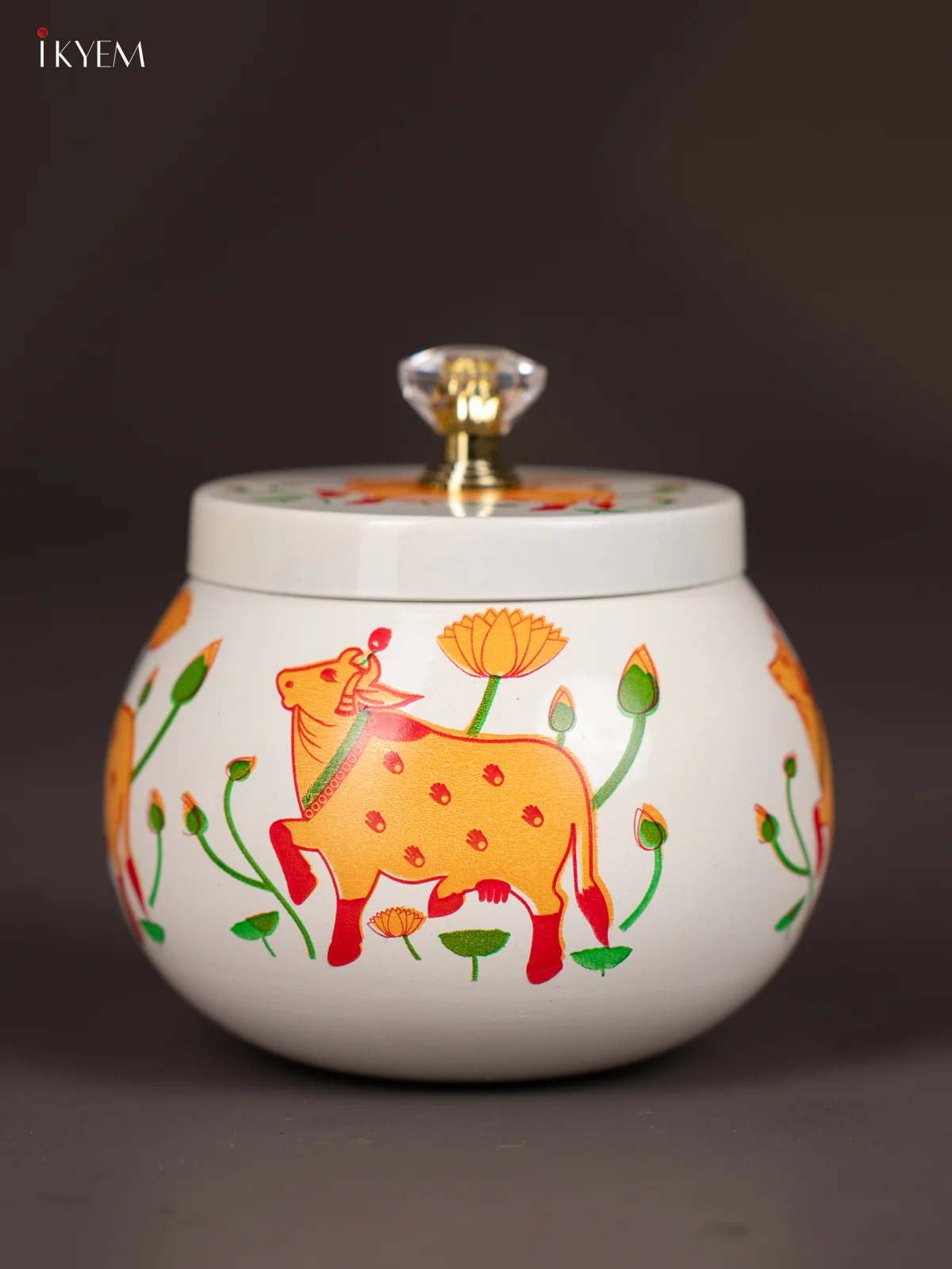 Metal Digital Printed Nuts Jar - Cow with White - 3.5 Inches - KI21206 - Image 2