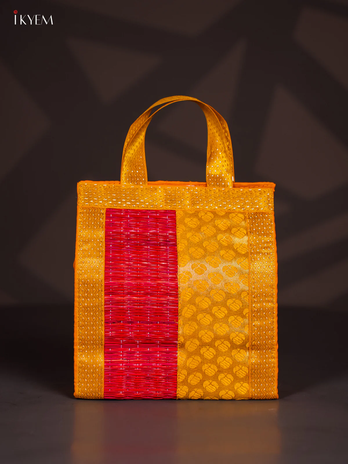 Yellow Raw Silk with Korai Bag - Red - 9 Inches - KI22120 - Image 2