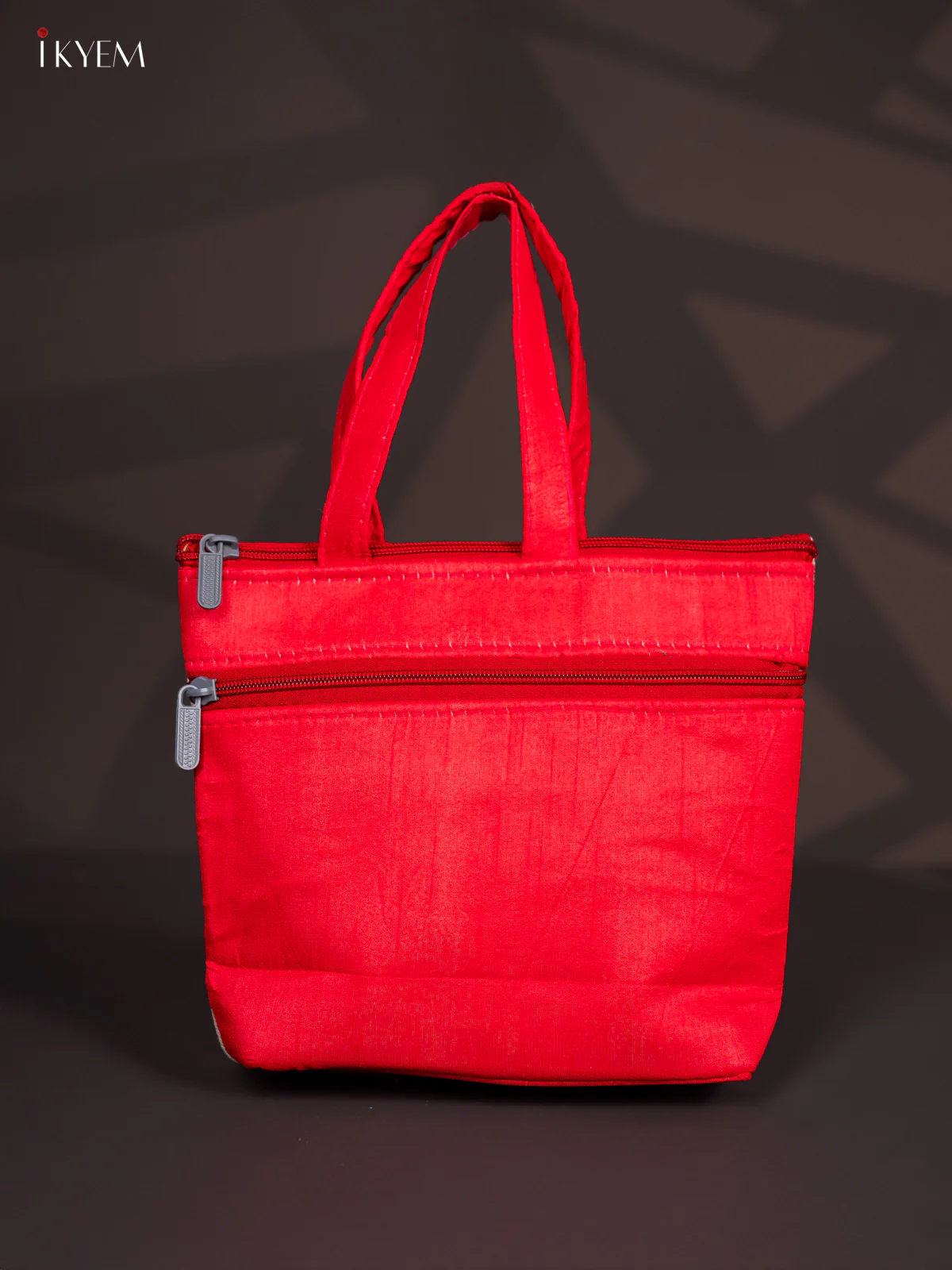 Elephant Design Jute Handbag - Red - KI24120 - Image 3