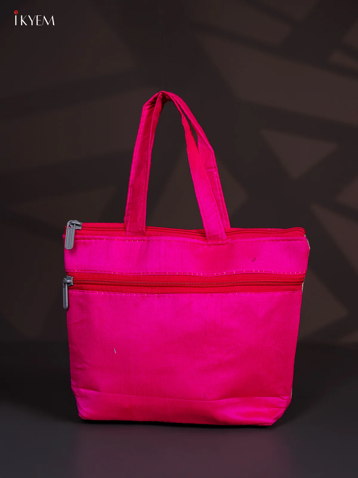 Elephant Design Jute Handbag - Pink - KI24121 - Image 3