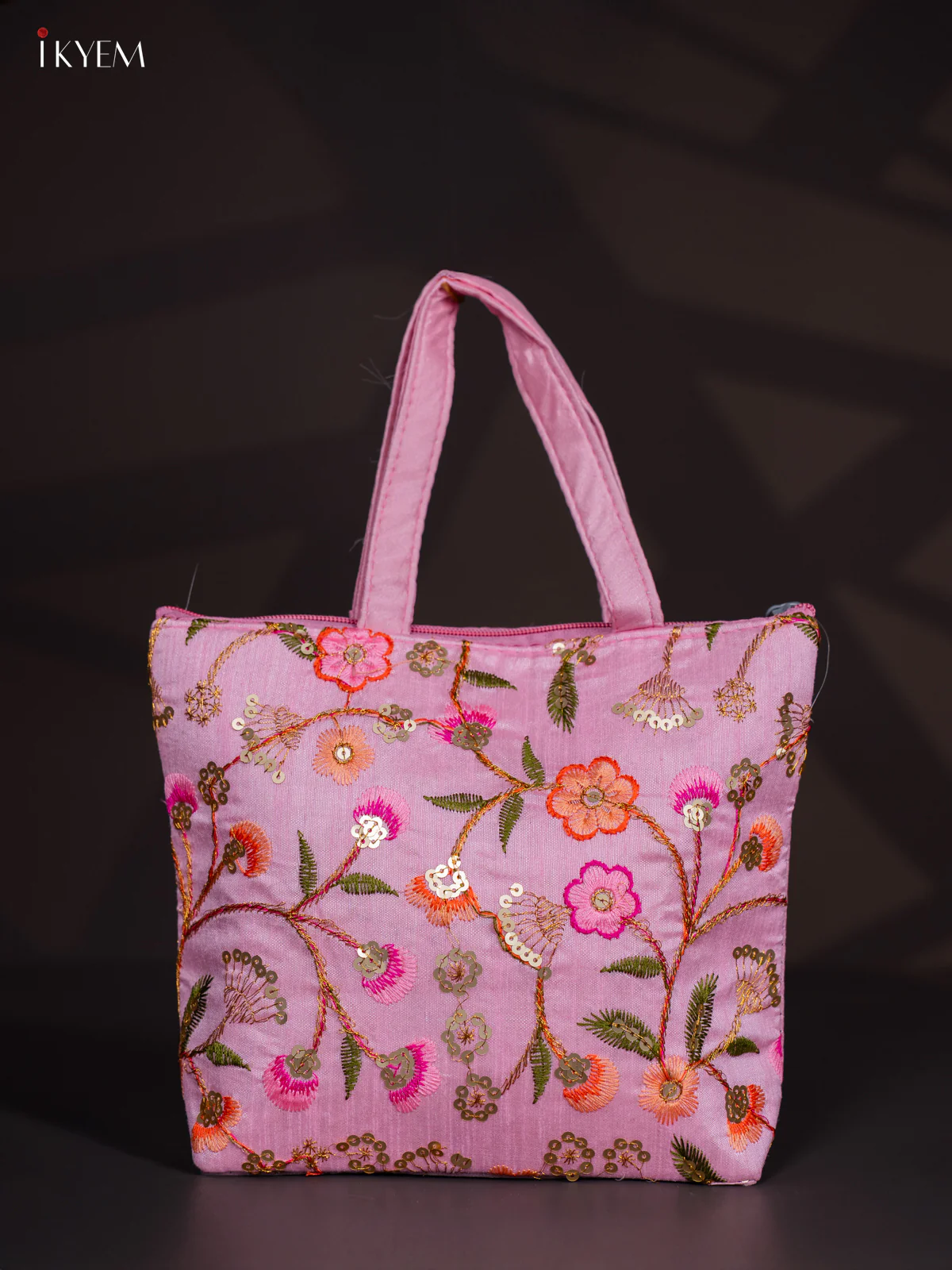 Designer Embroidered Handbag - Pink - KI24123