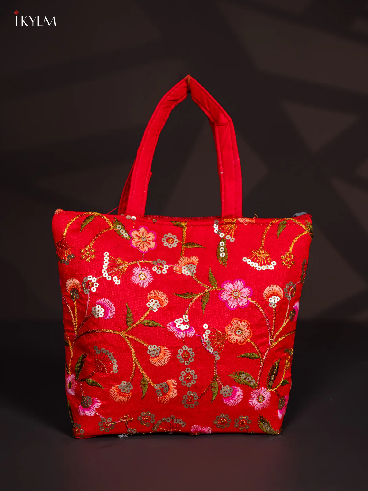 Designer Embroidered Handbag - Red - KI24125