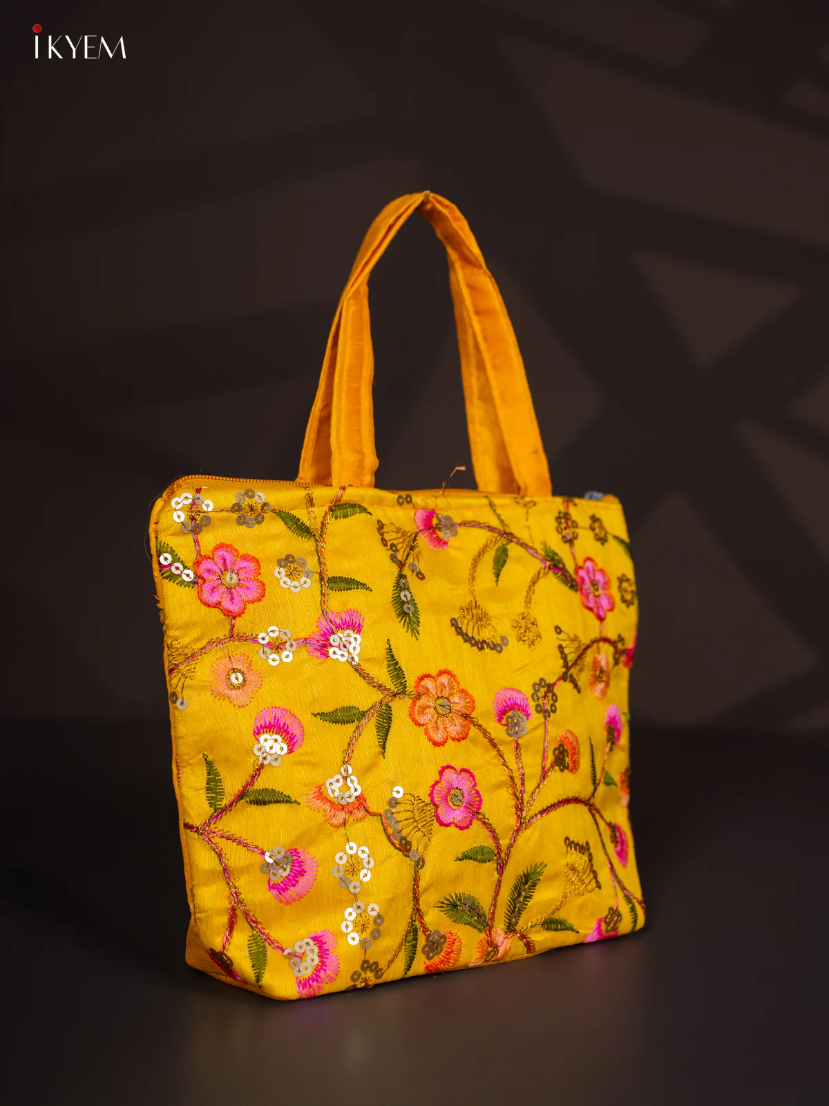 Designer Embroidered Handbag - Yellow - KI24127 - Image 2