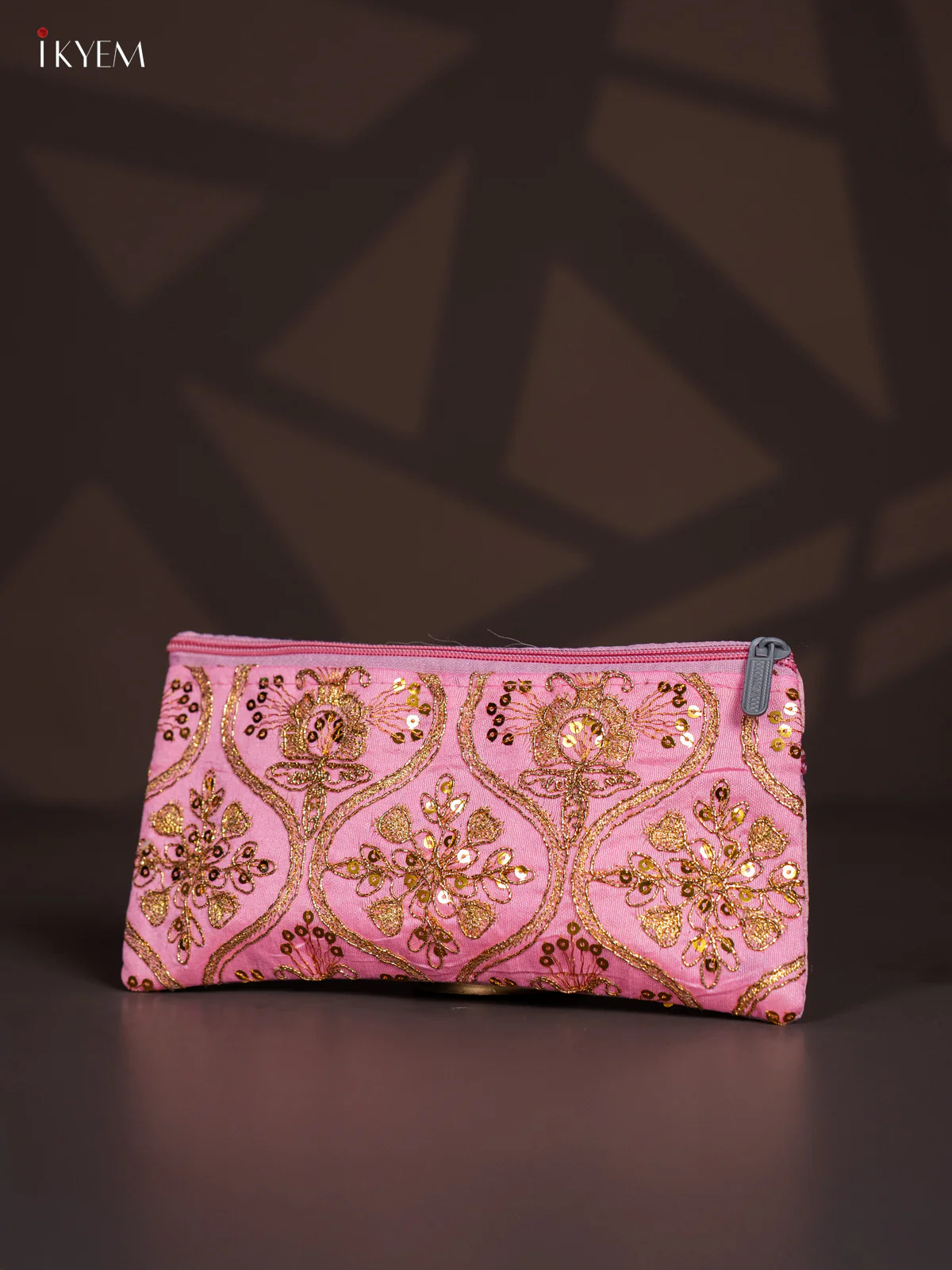 Zari Embroidered Work Purse - Baby Pink - KI24128 - Image 2