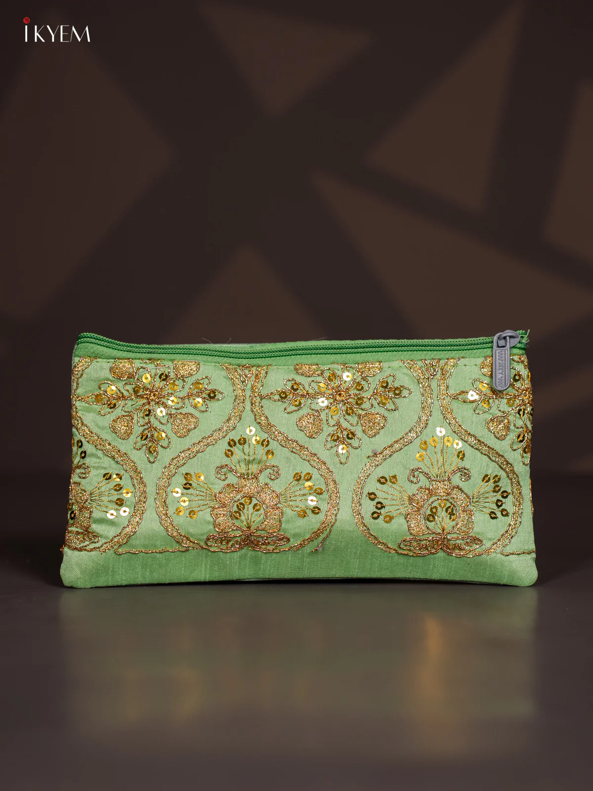 Golden Embroidered Work Purse - Green - KI24131