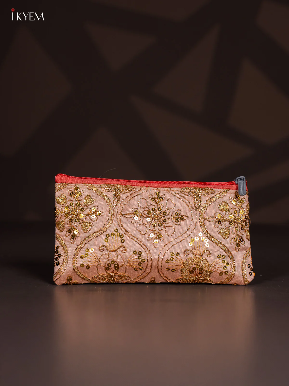 Golden Embroidered Work Purse - Cream - KI24132