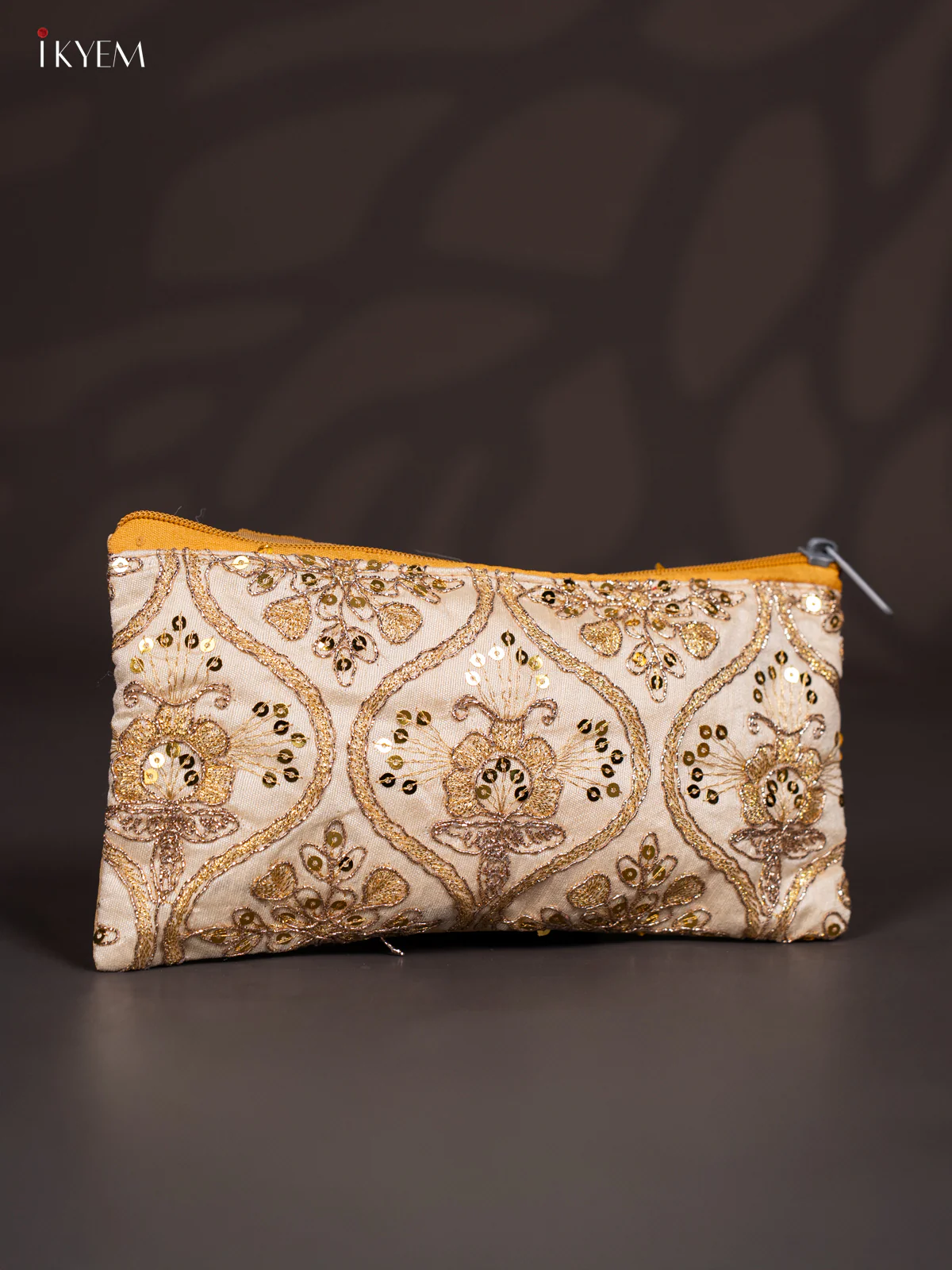 Golden Embroidered Work Purse - Cream - KI24132 - Image 5