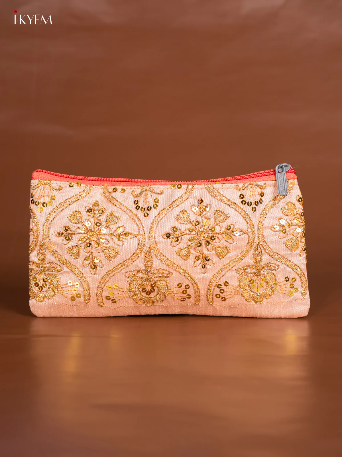 Zari Embroidered Work Purse - Peach - KI24133