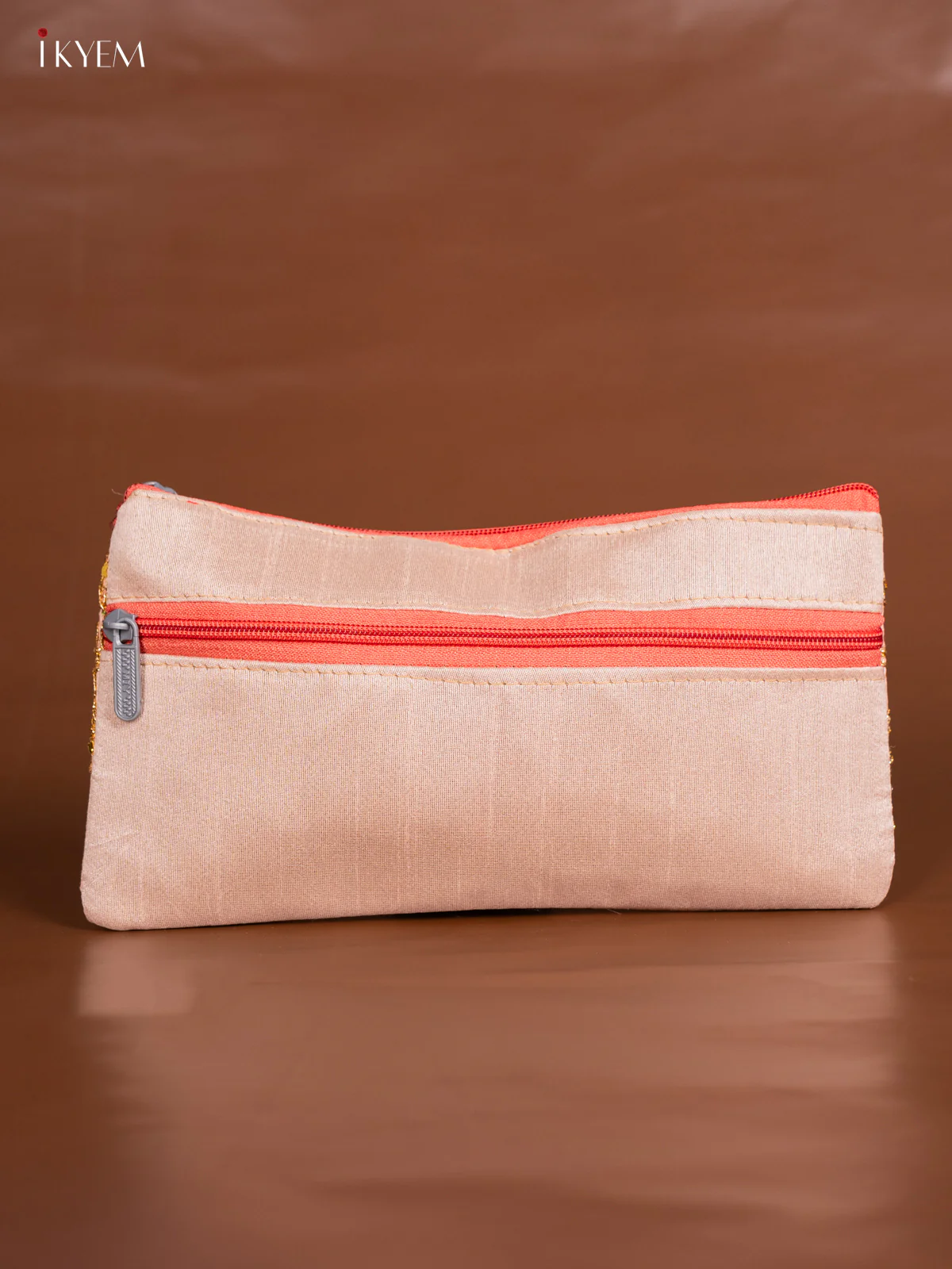 Zari Embroidered Work Purse - Peach - KI24133 - Image 3