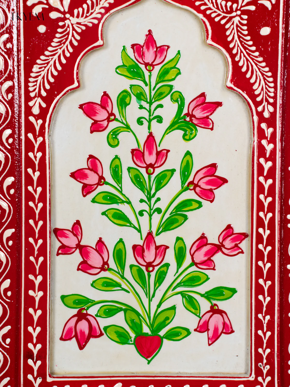 Wooden Hand Painted Wall Frame - Red with White - 12 inches - KI24140 - Image 3