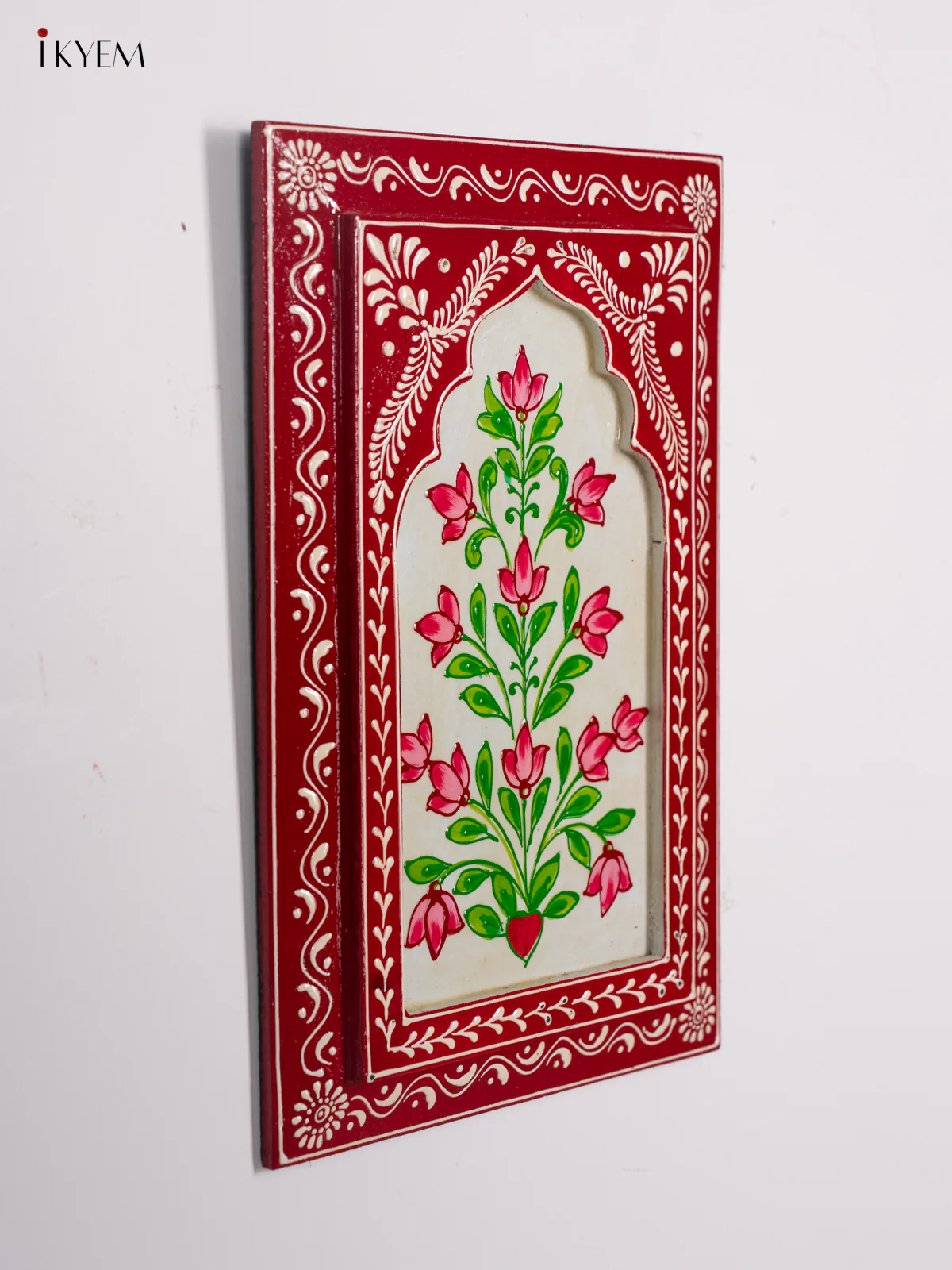 Wooden Hand Painted Wall Frame - Red with White - 12 inches - KI24140 - Image 4