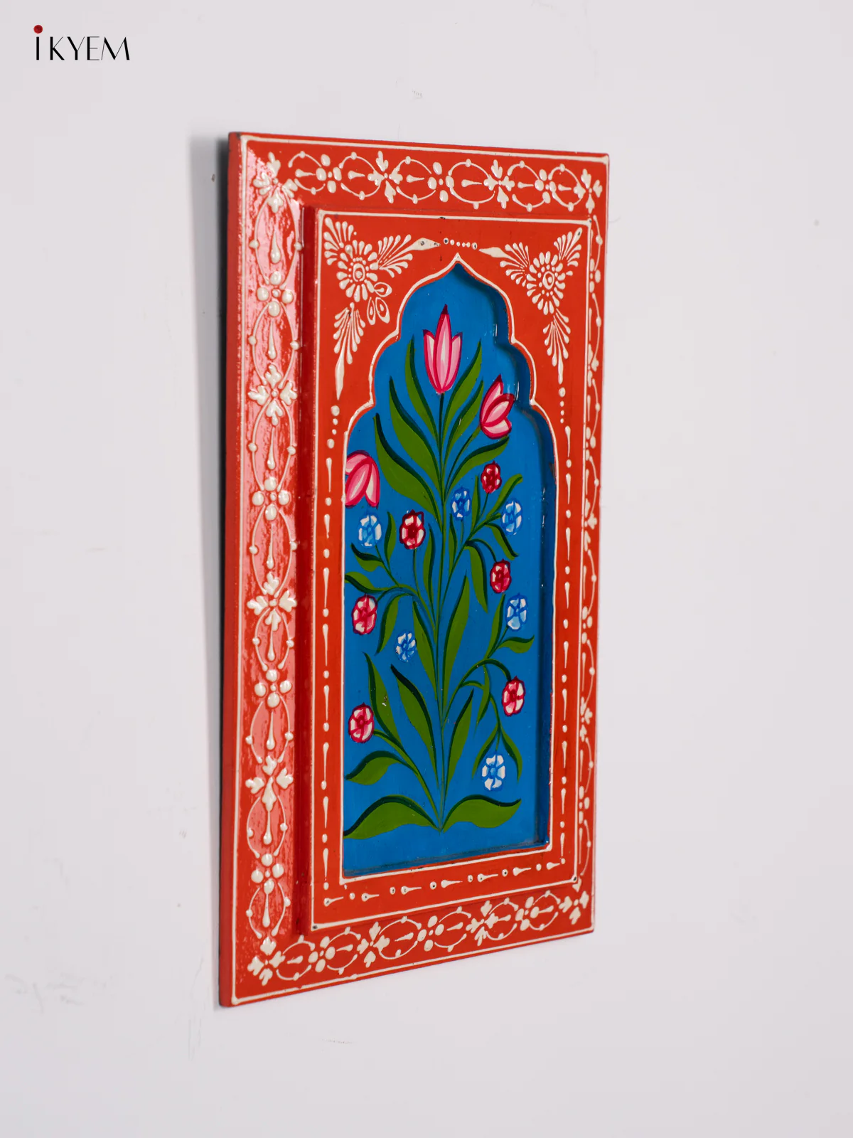 Hand-Painted Wooden Wall Frame - Orange & Blue - 12 Inch - KI24141 - Image 4
