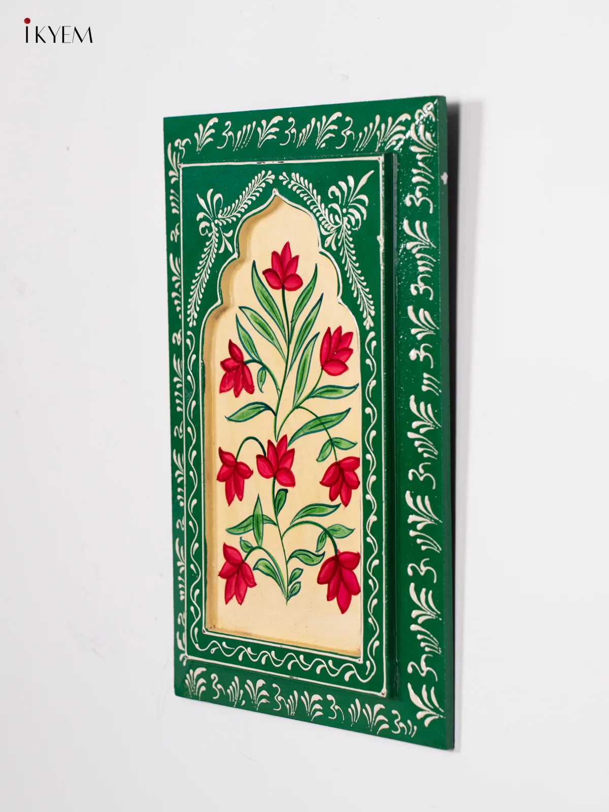 Hand-Painted Wooden Wall Frame - Green & Cream - 12 Inches - KI24142 - Image 2