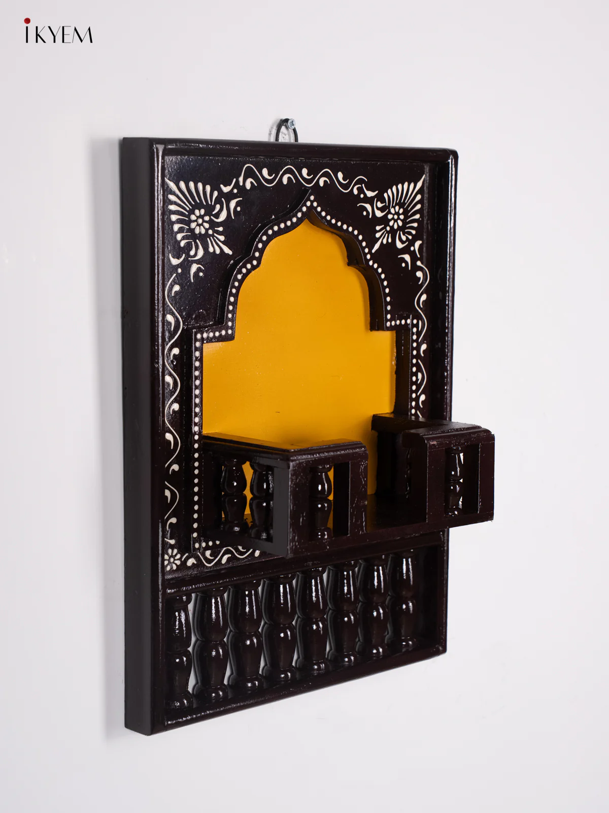 Wooden Hand Painted Jharokha Frame with Stand - yellow - 16 Inches - KI27115 - Image 5