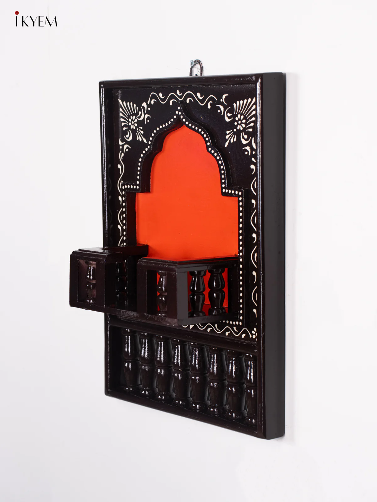 Wooden Hand Painted Jharokha Frame with Stand - Orange- 16 Inches - KI27117 - Image 2