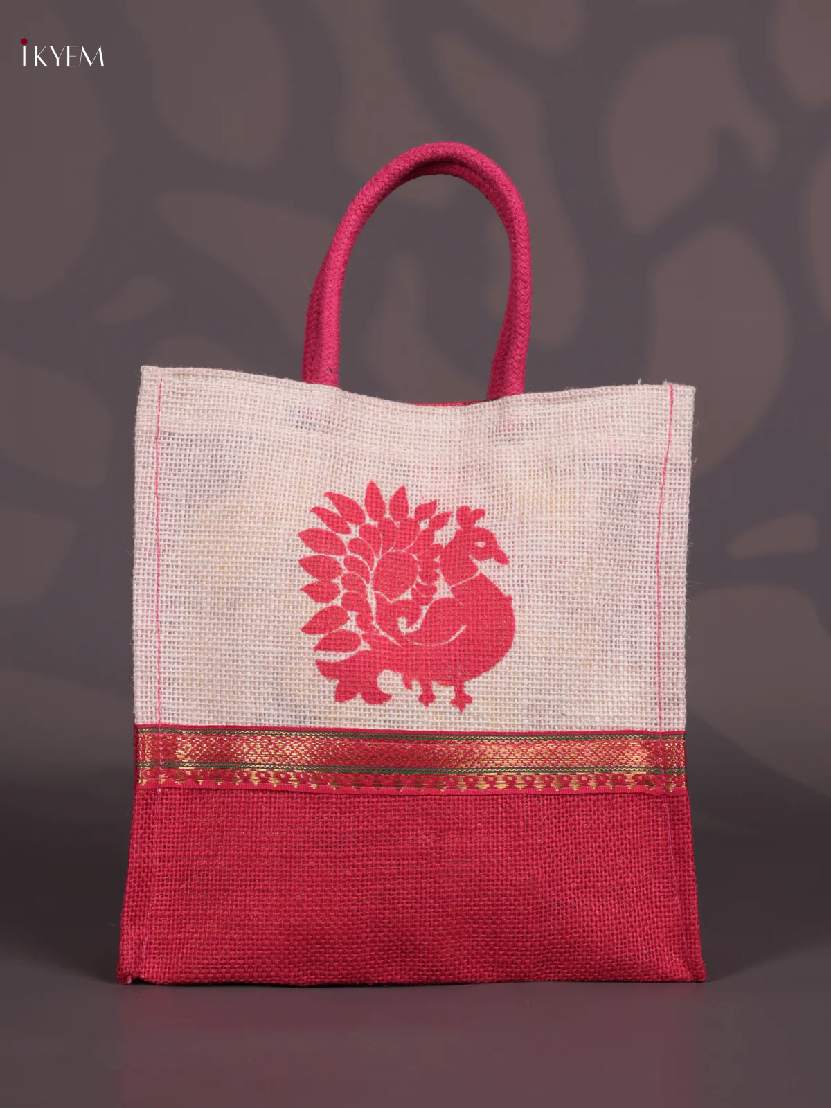 Peacock Jute Bag - Red - KI30111