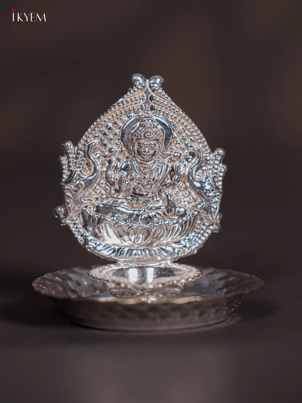 German Silver Lakshmi Diya - KJ01111 - Image 2