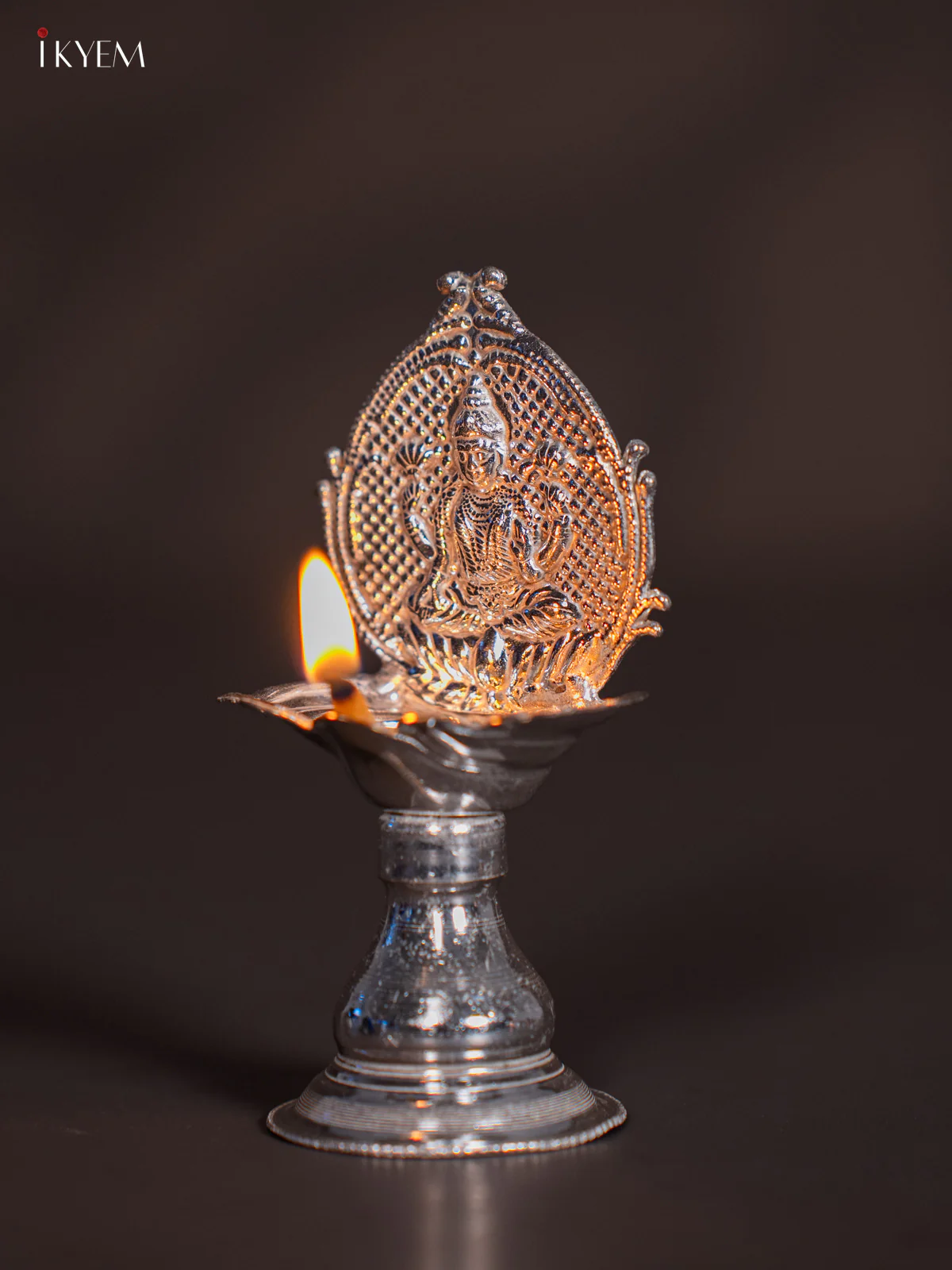 German Silver Lakshmi Diya Oil Lamp - KJ01113
