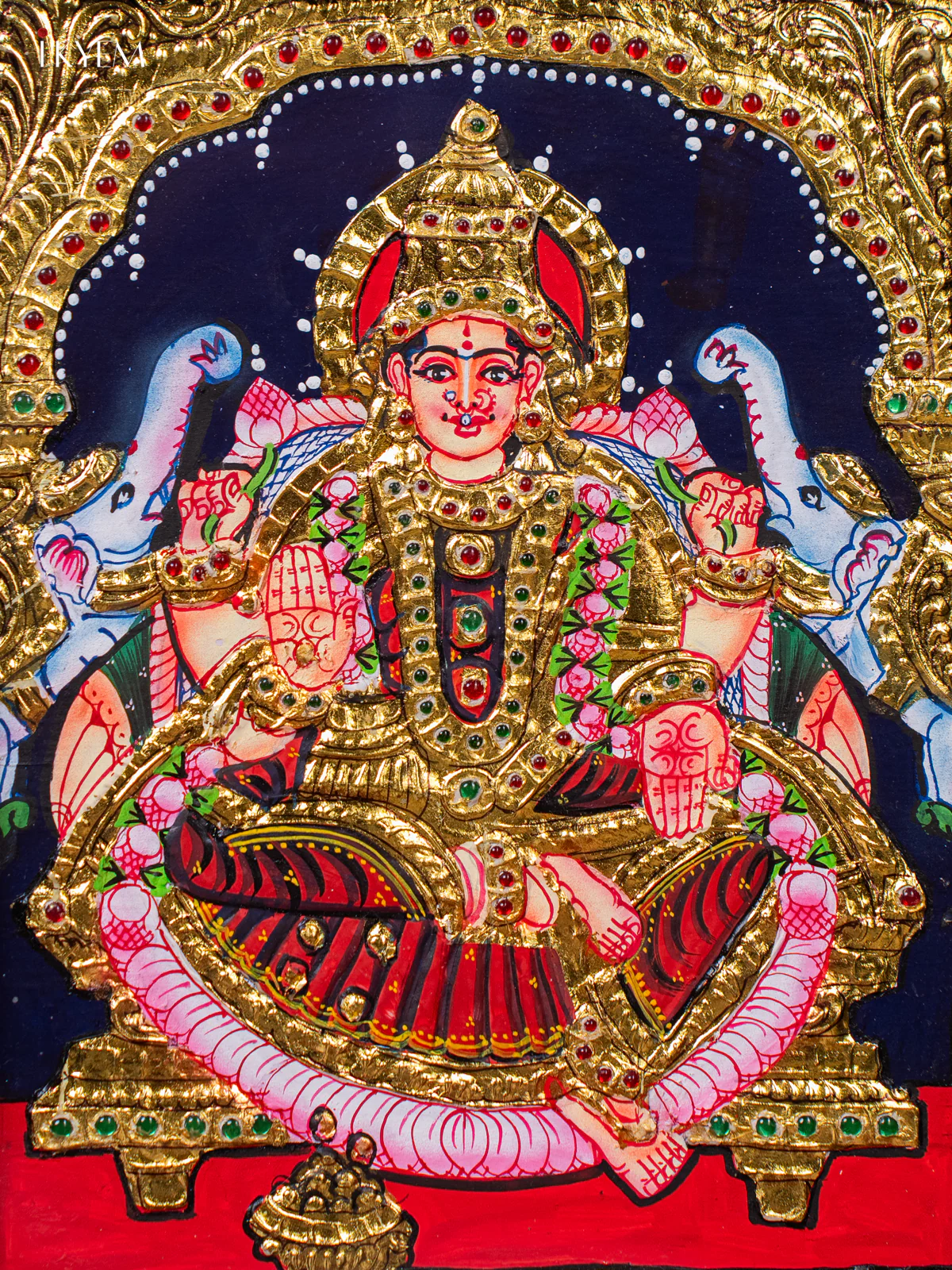 Gajalakshmi Tanjore painting (13*11) - KJ03129 - Image 3