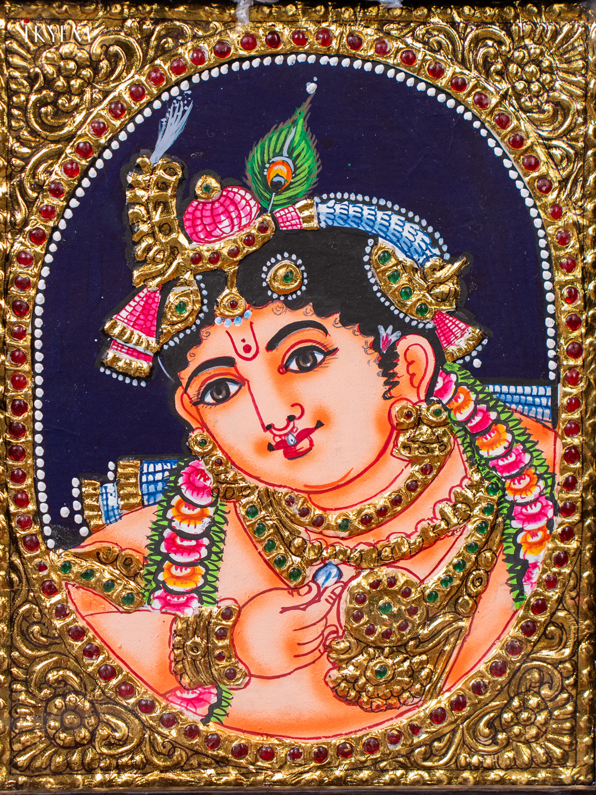 Baby Krishna Tanjore painting (13*11) - KJ03153 - Image 3